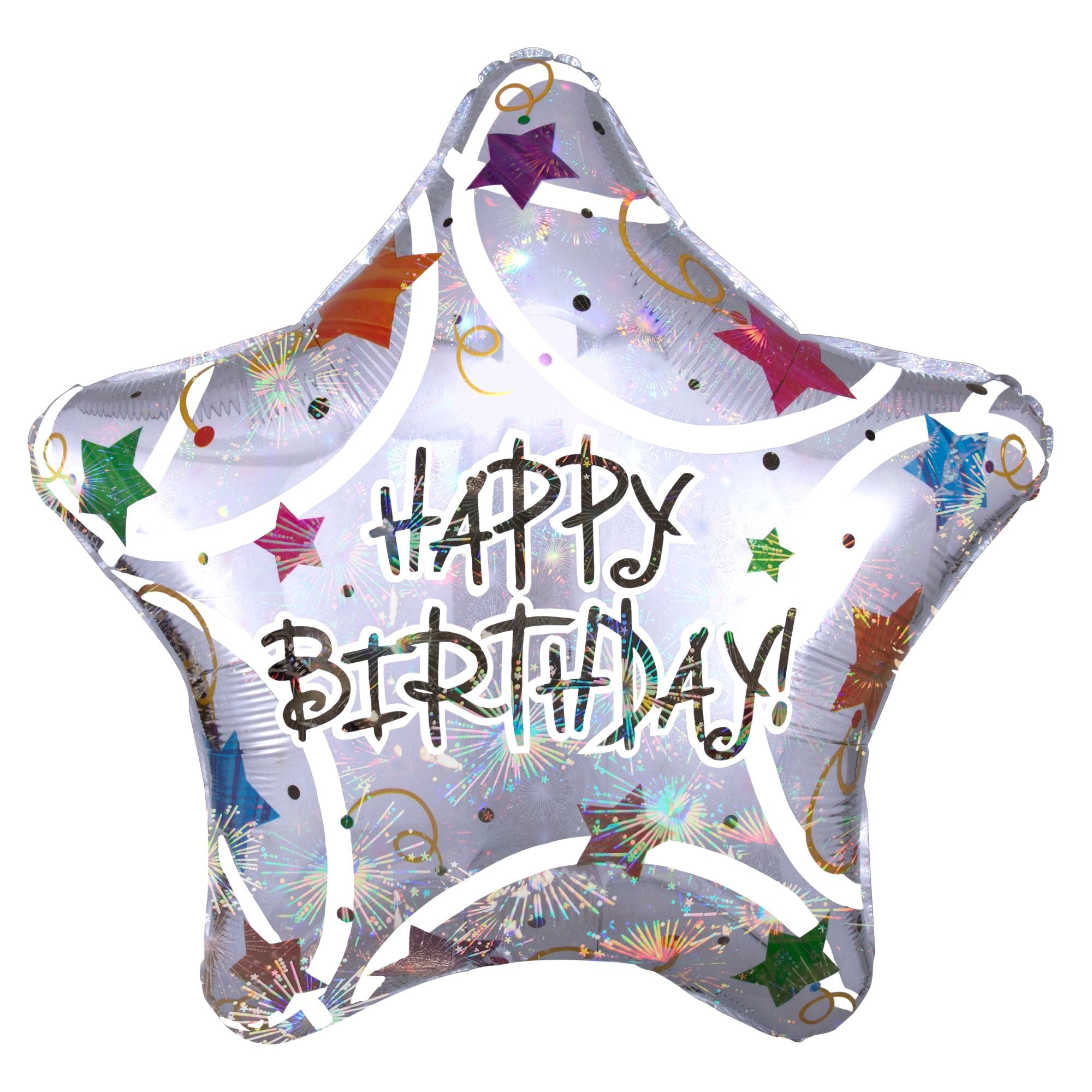 Holographic Star Happy Birthday Balloon Bouquet, 5pc - Image 2