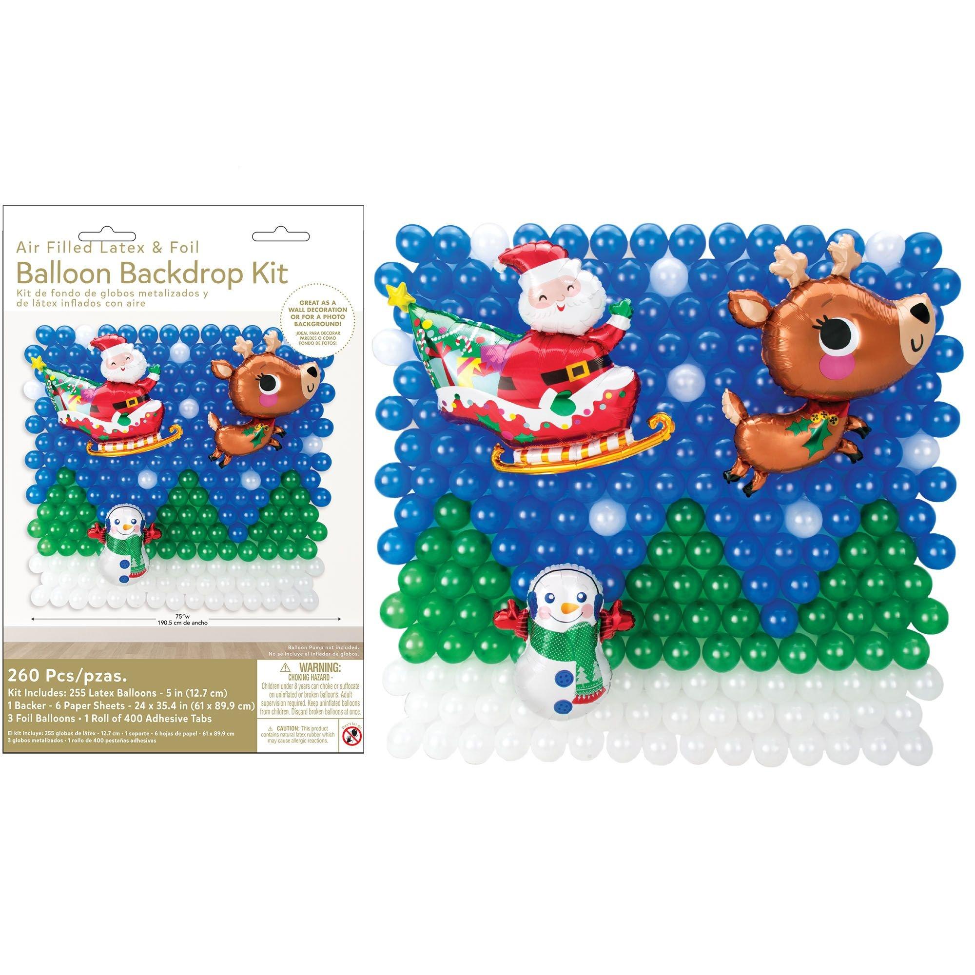 Air-Filled Santa Christmas Foil & Latex Balloon Backdrop Kit, 6.25ft x 5.9ft - Image 2