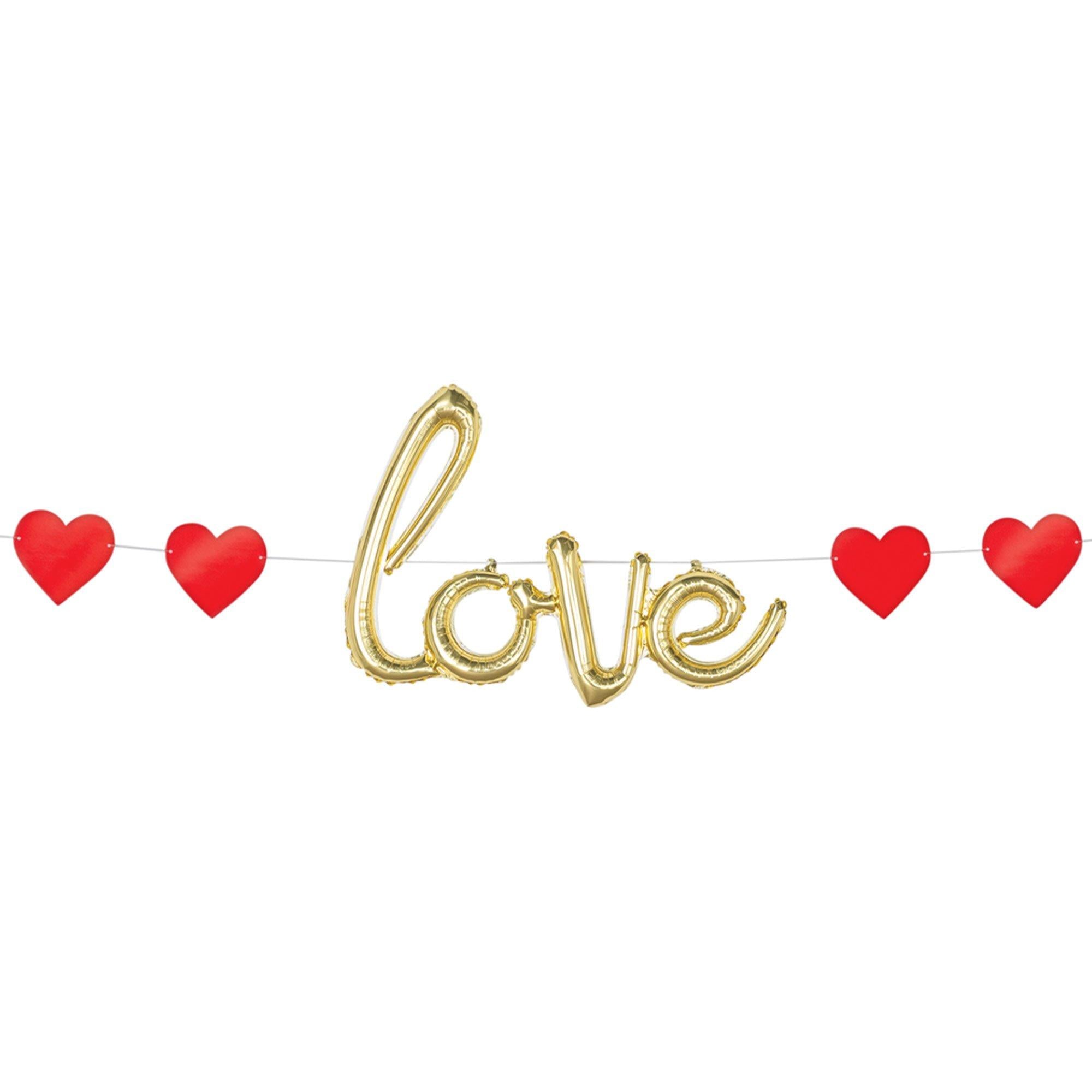 Air-Filled Gold Love Valentine's Day Letter Balloon Banner, 16ft - Image 2