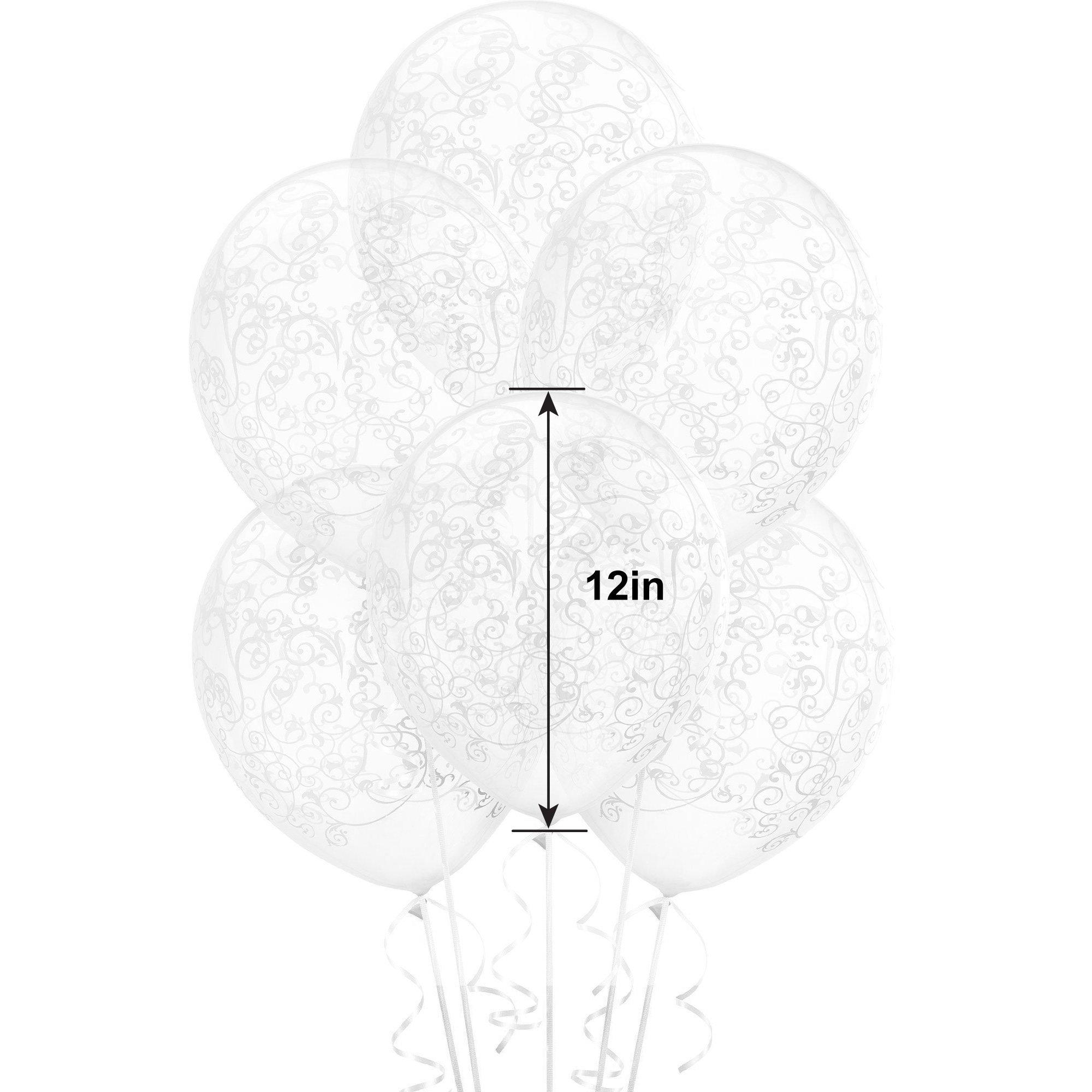 6ct, 12in, Clear Filigree Balloons - Image 2