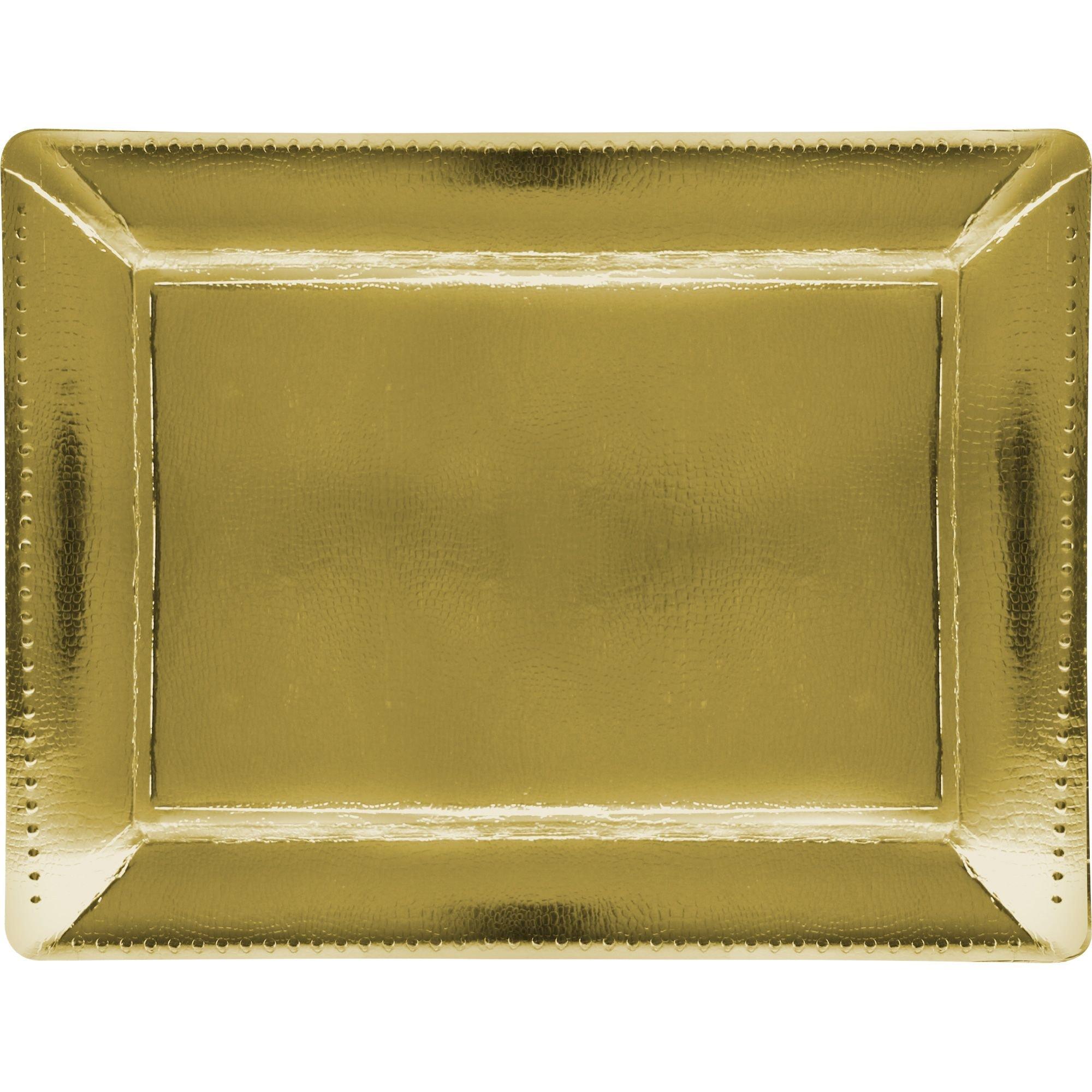 Metallic Paper Rectangular Platters, 16in, 2ct, Assorted Colors - Image 2