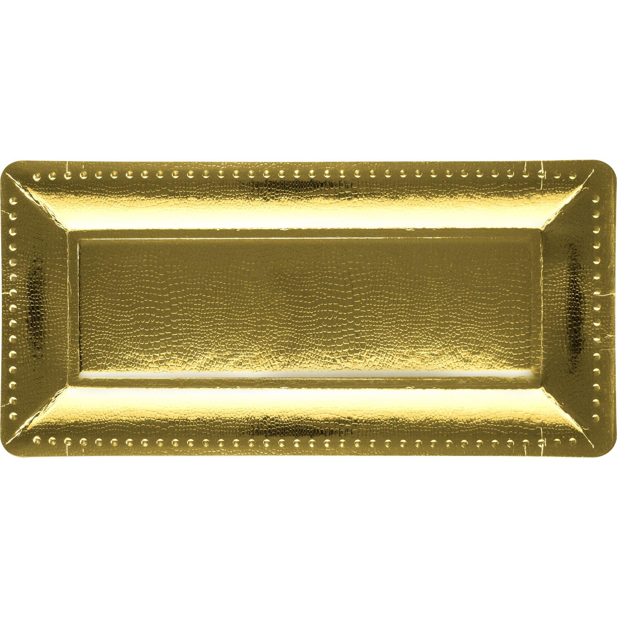 Metallic Long Rectangular Paper Platters, 16in, 3ct, Assorted Colors - Image 2