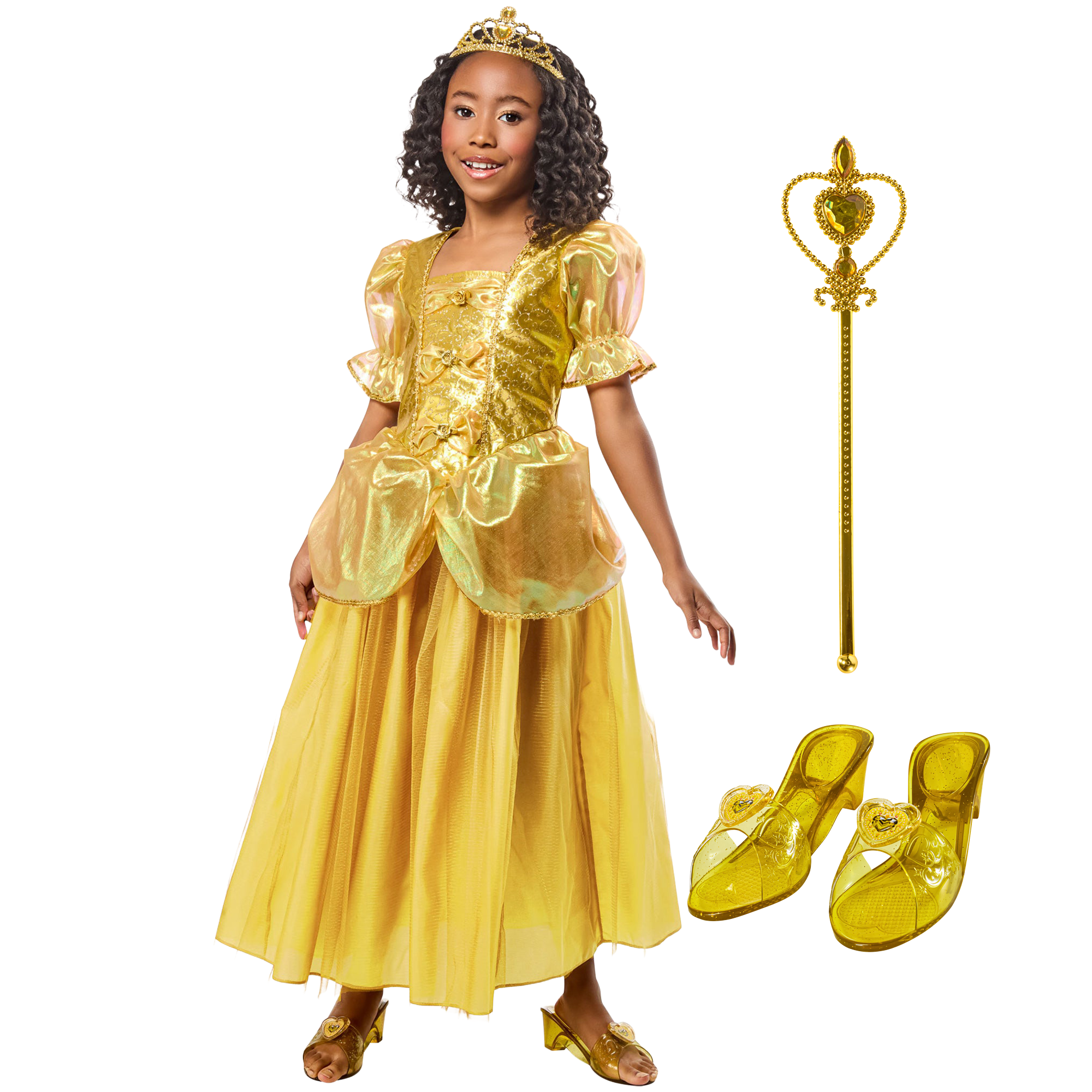 Girls' Gold Beauty Princess Complete Costume Set