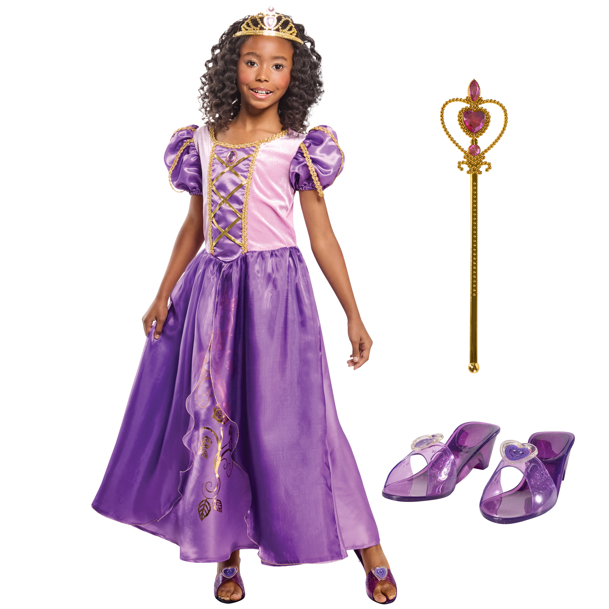 Girls' Purple Royal Princess Complete Costume Set