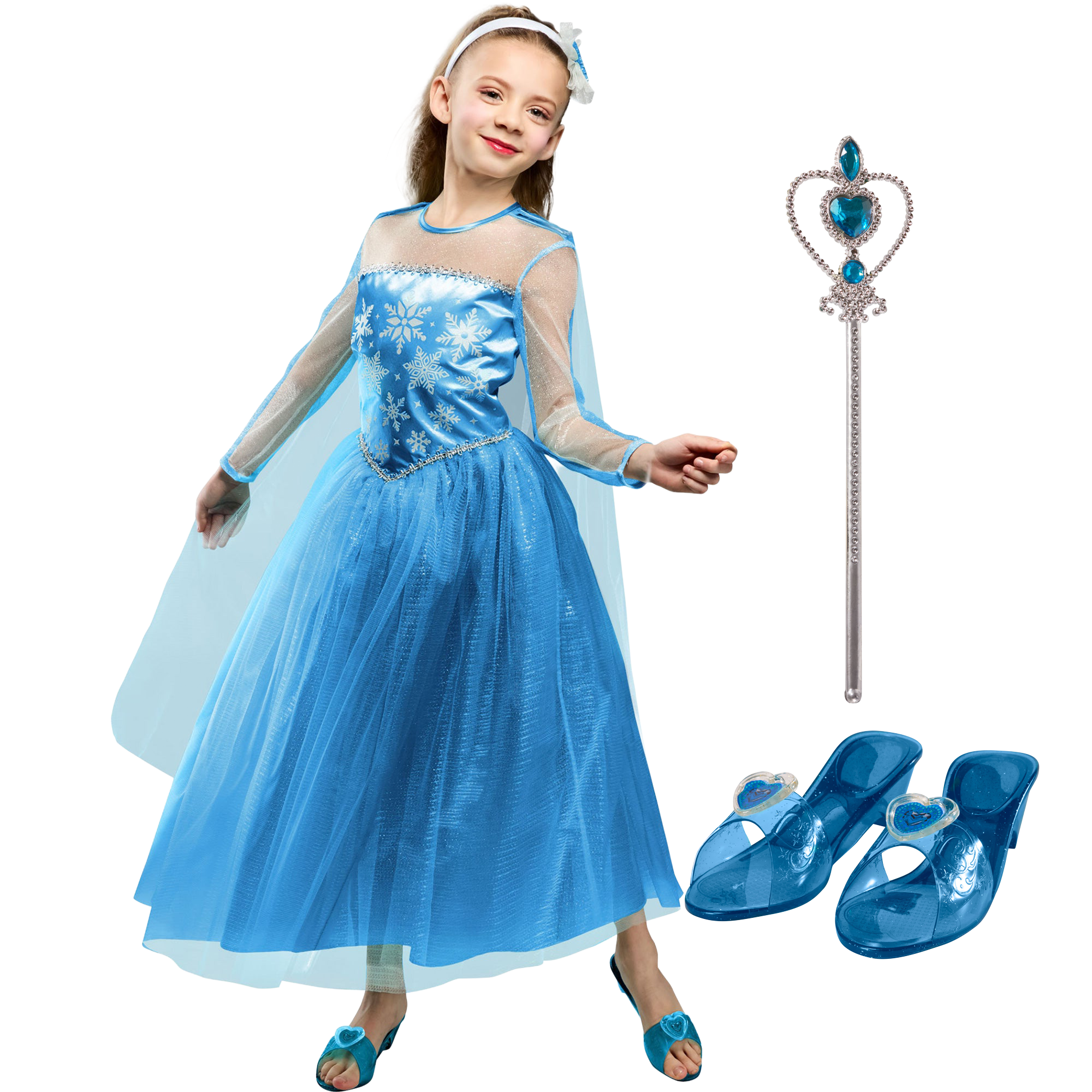 Girls' Blue Snow Princess Complete Costume Set