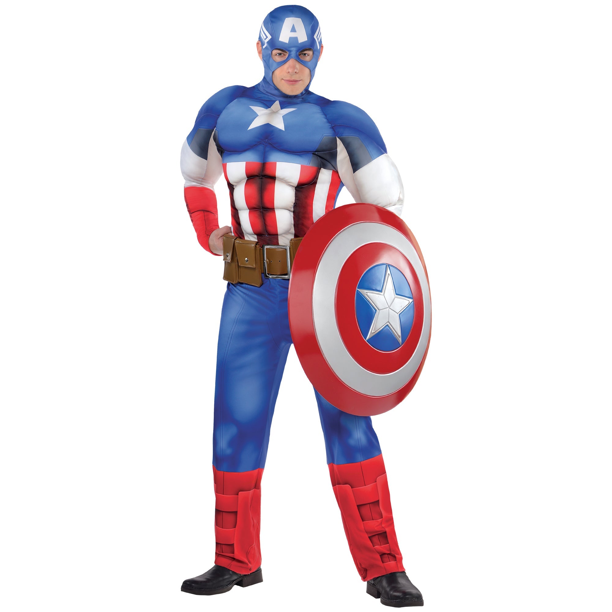 Marvel Captain America Deluxe Muscle Complete Costume Set for Men