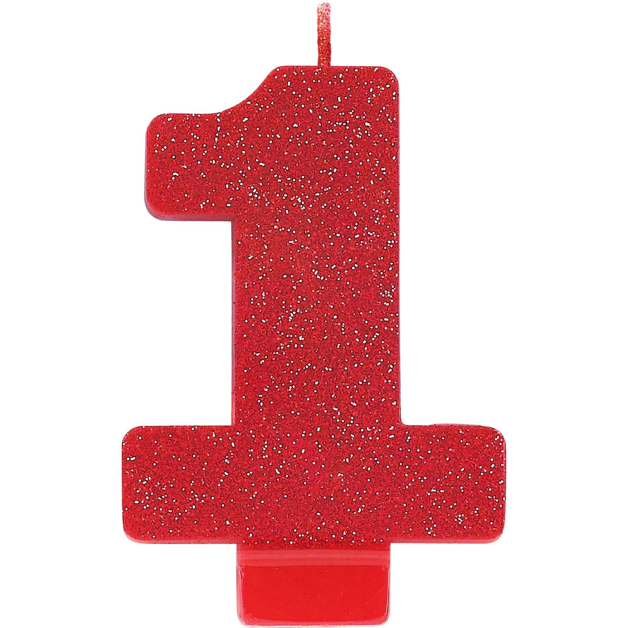 Glitter Red Number (0-9) Birthday Candle - Image 2