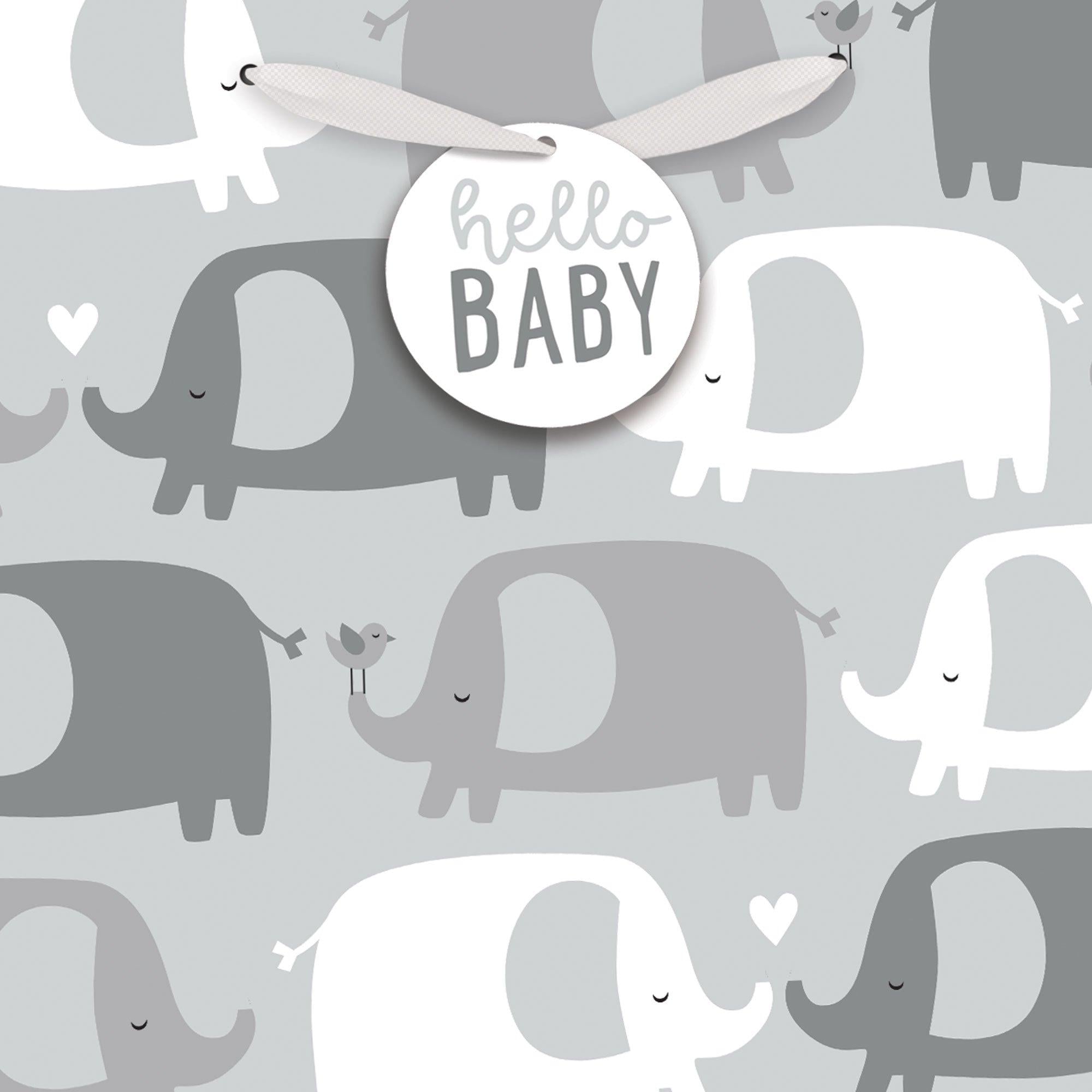 Extra Large Hello Baby Elephant Gift Bag ,12.5in x 17in - Image 2
