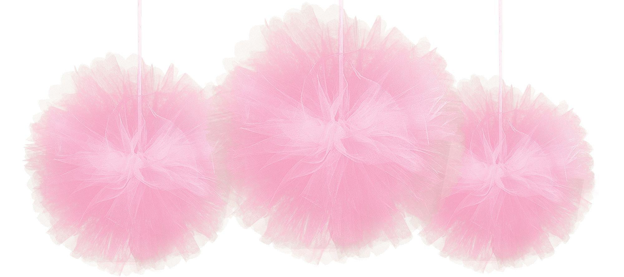 Tulle Tissue Pom Poms, 3ct, Assorted Colors - Image 2