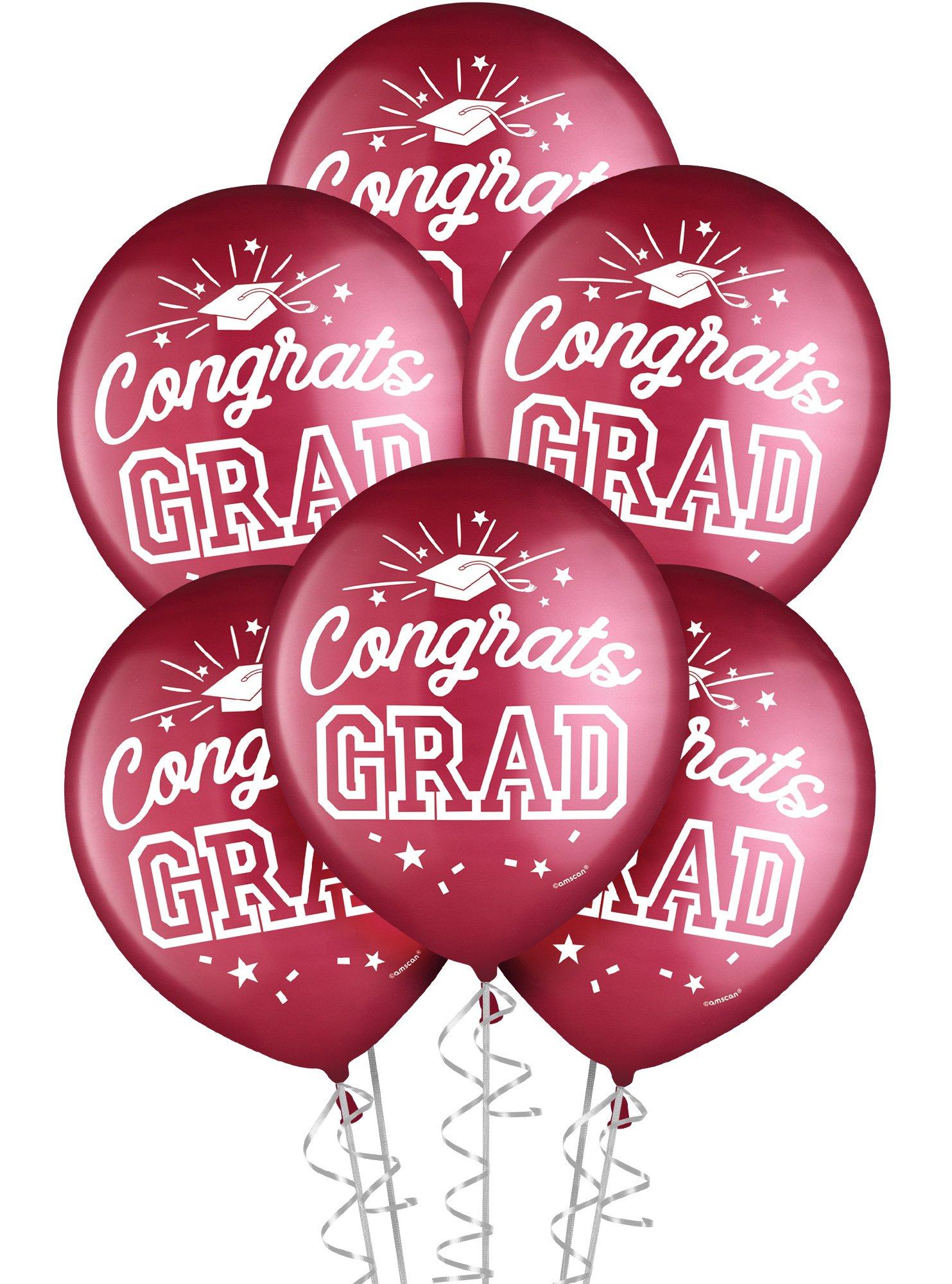 15ct, 12in, Congrats Grad Latex Balloons, Assorted Colors - Image 2