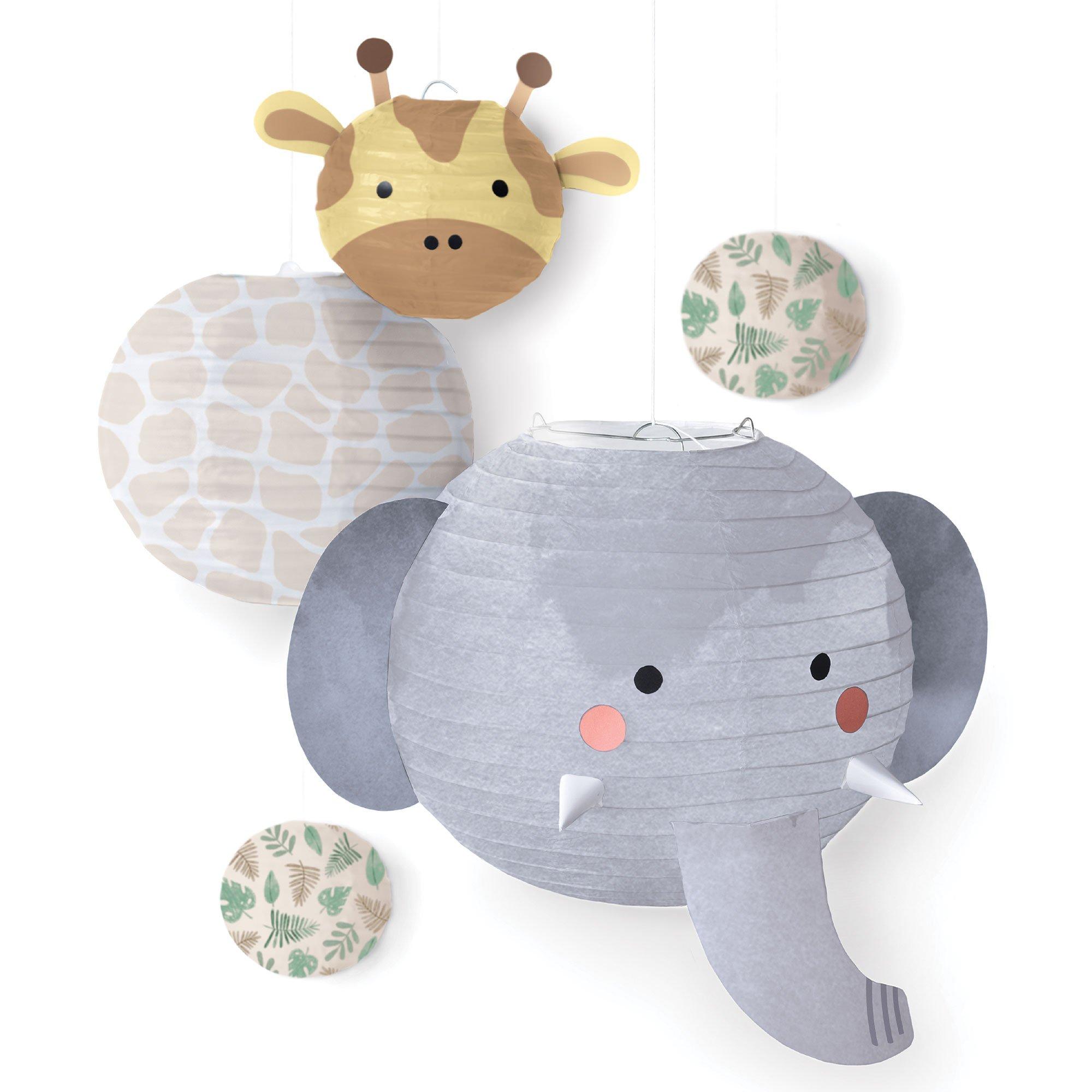 Soft Jungle Baby Shower Paper Lanterns, 5ct - Image 2