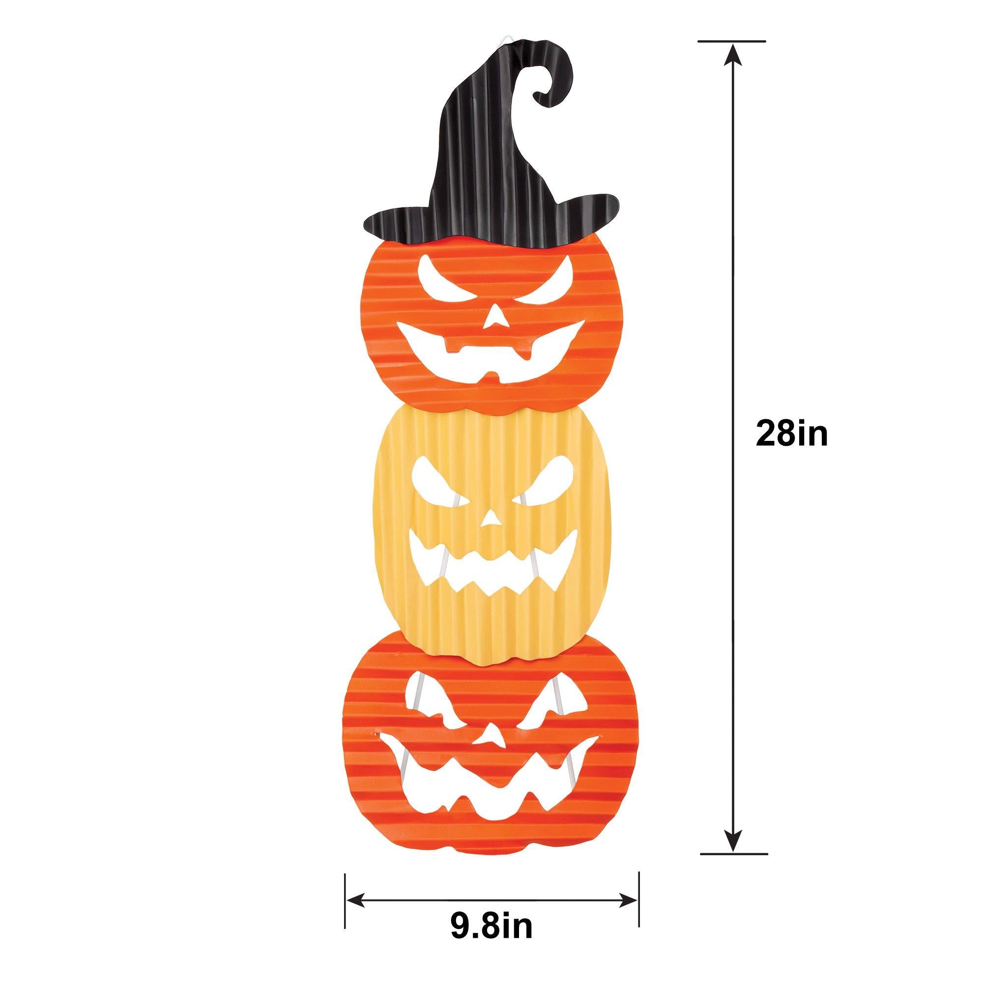 Jack-o'-Lantern Corrugated Metal Stacked Sign, 9.8in x 28in - Image 2