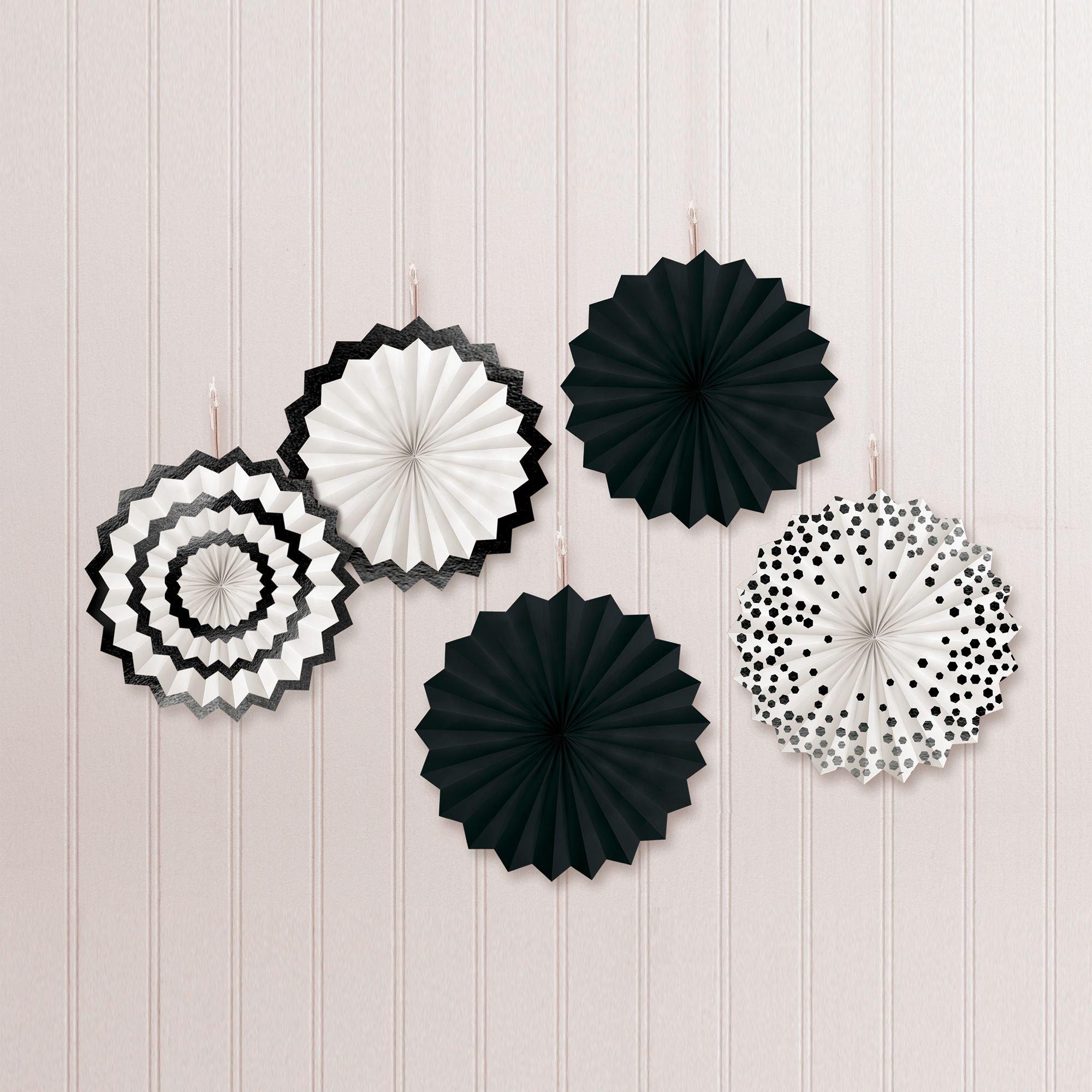 Mini Paper Fan Decorations, 6in, 5ct, Assorted Colors - Image 2