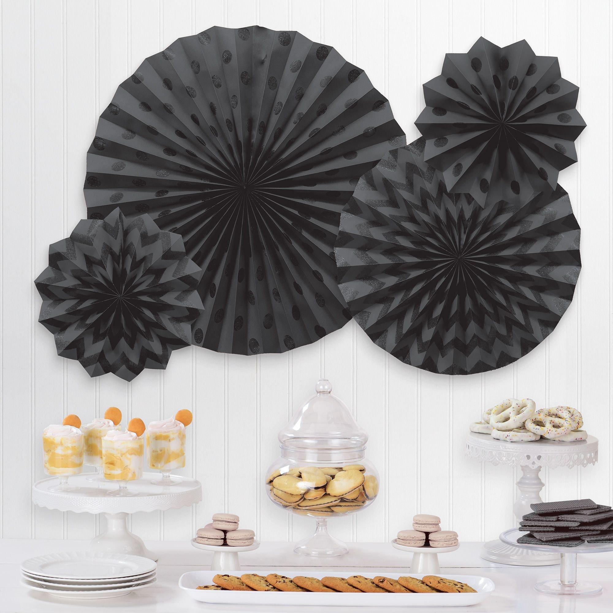 Paper Fan Decorations, 4ct, Assorted Colors - Image 2