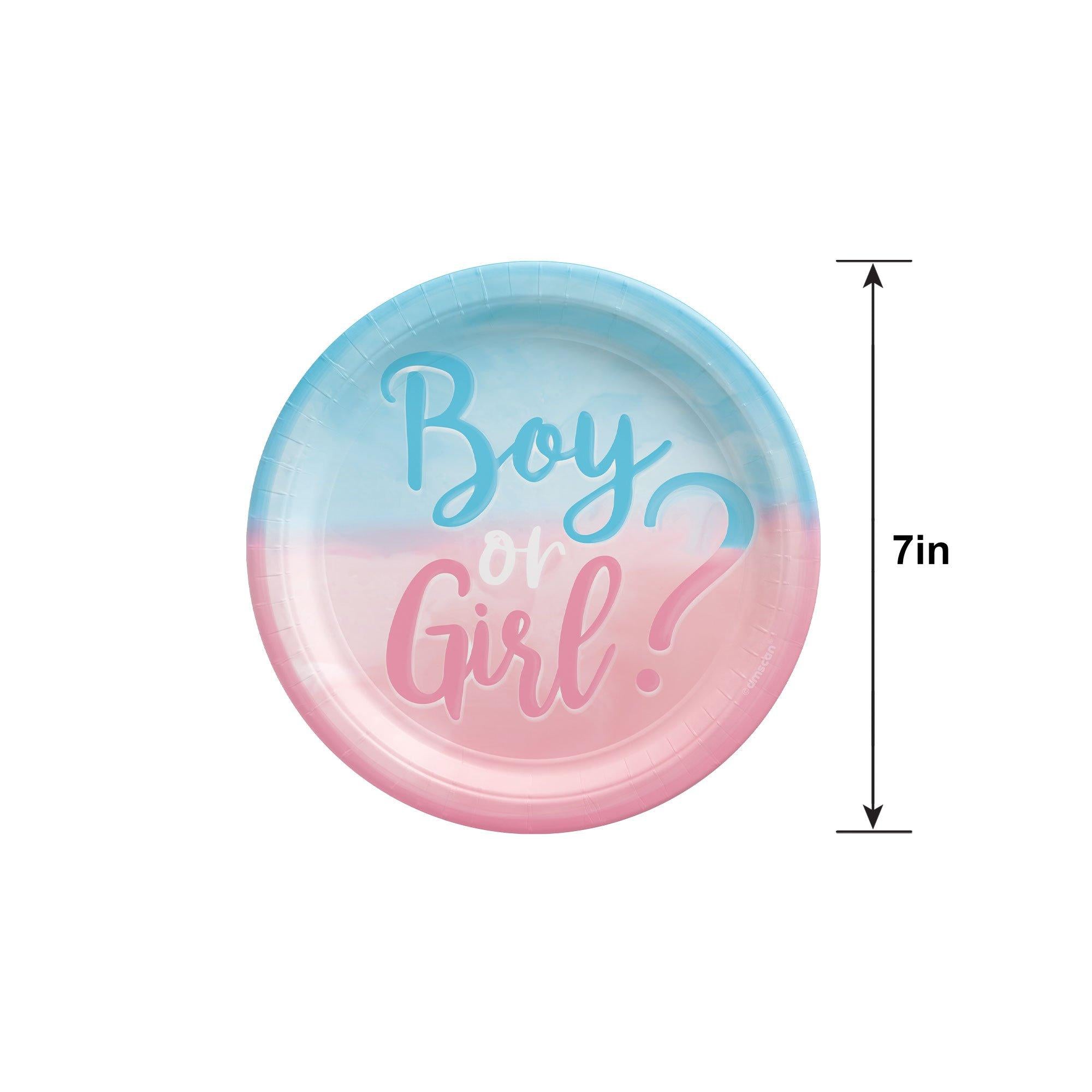 Boy or Girl? Gender Reveal Paper Dessert Plates, 7in, 8ct - The Big Reveal - Image 2