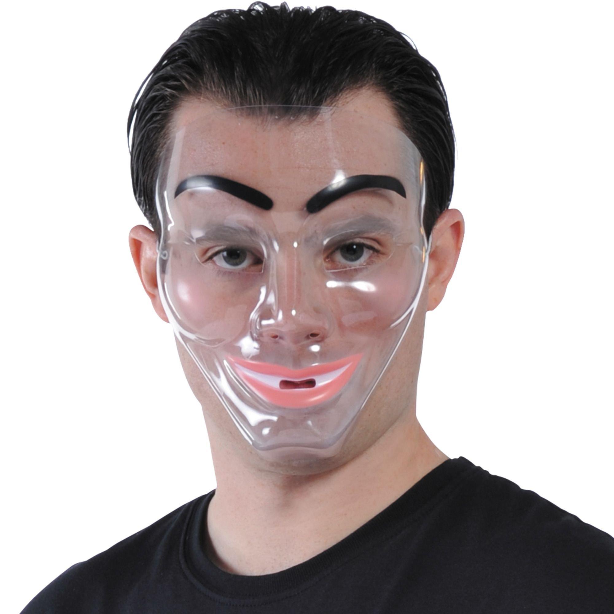 Transparent Disguise Mask, 1ct - Doll Eyes, Grin, Makeup or Mustache - Image 2
