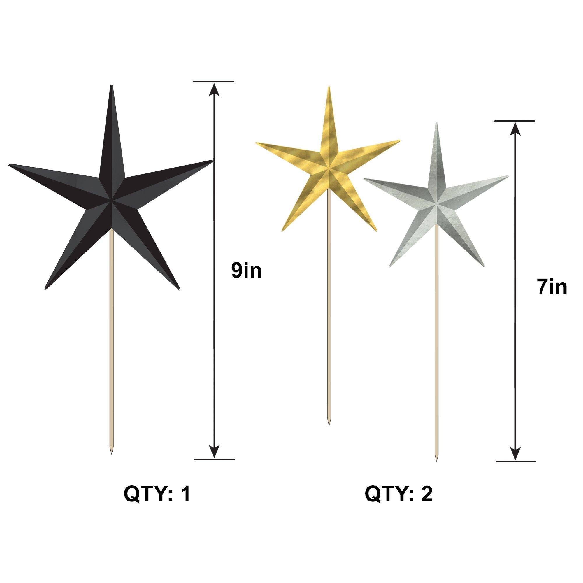 New Year's Eve 3D Star Centerpiece Picks, 3pc - Image 2