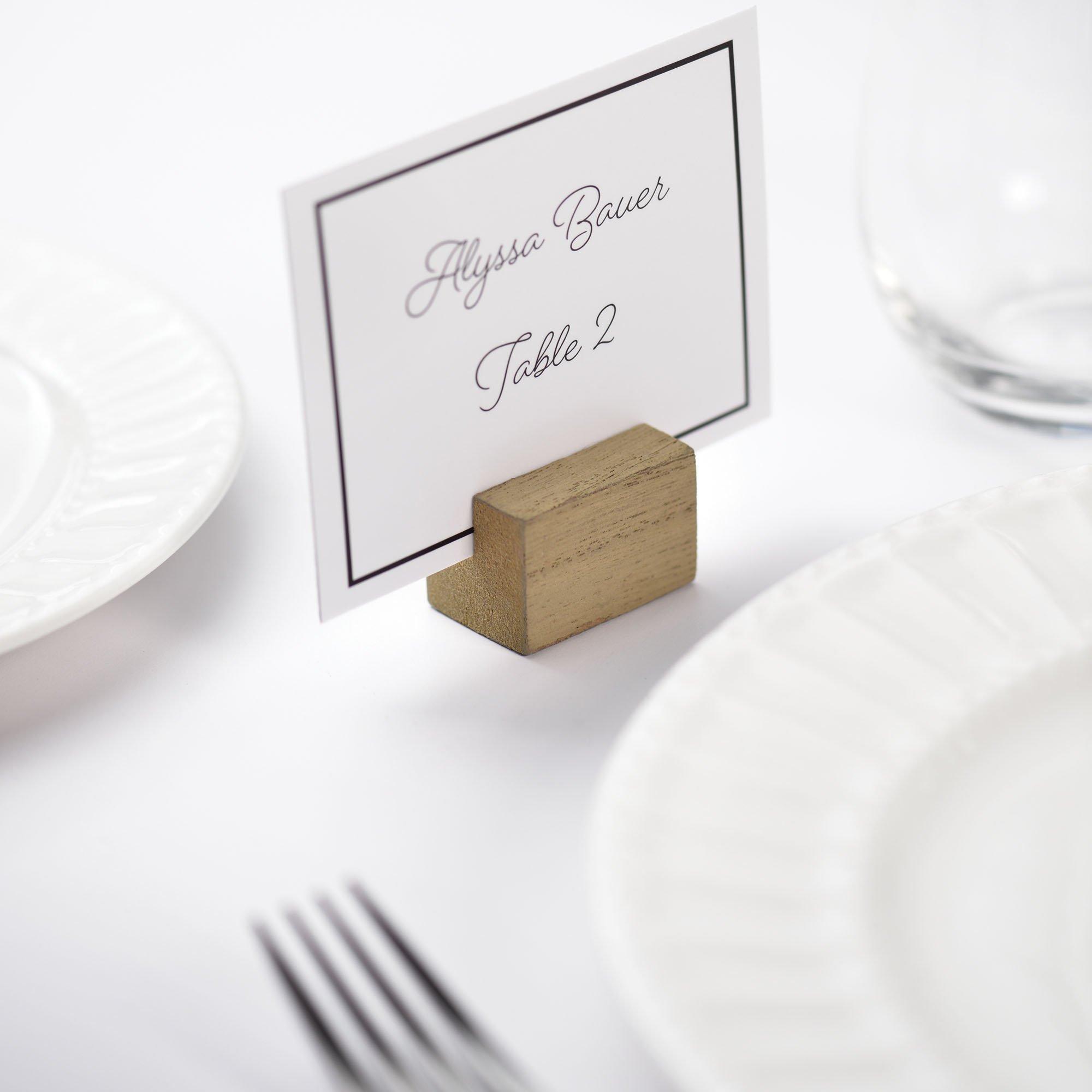 Rustic Wedding Wood Block Place Card Holders with Place Cards, 10ct - Image 2