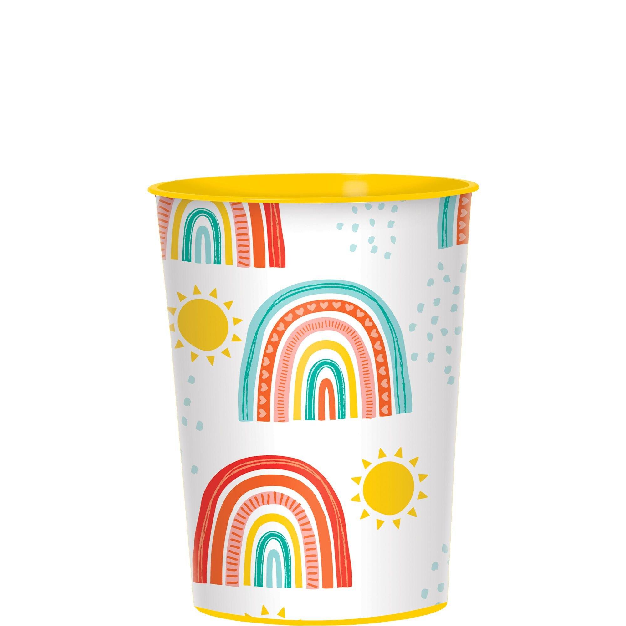 Retro Rainbow Plastic Favor Cup, 16oz - Image 2