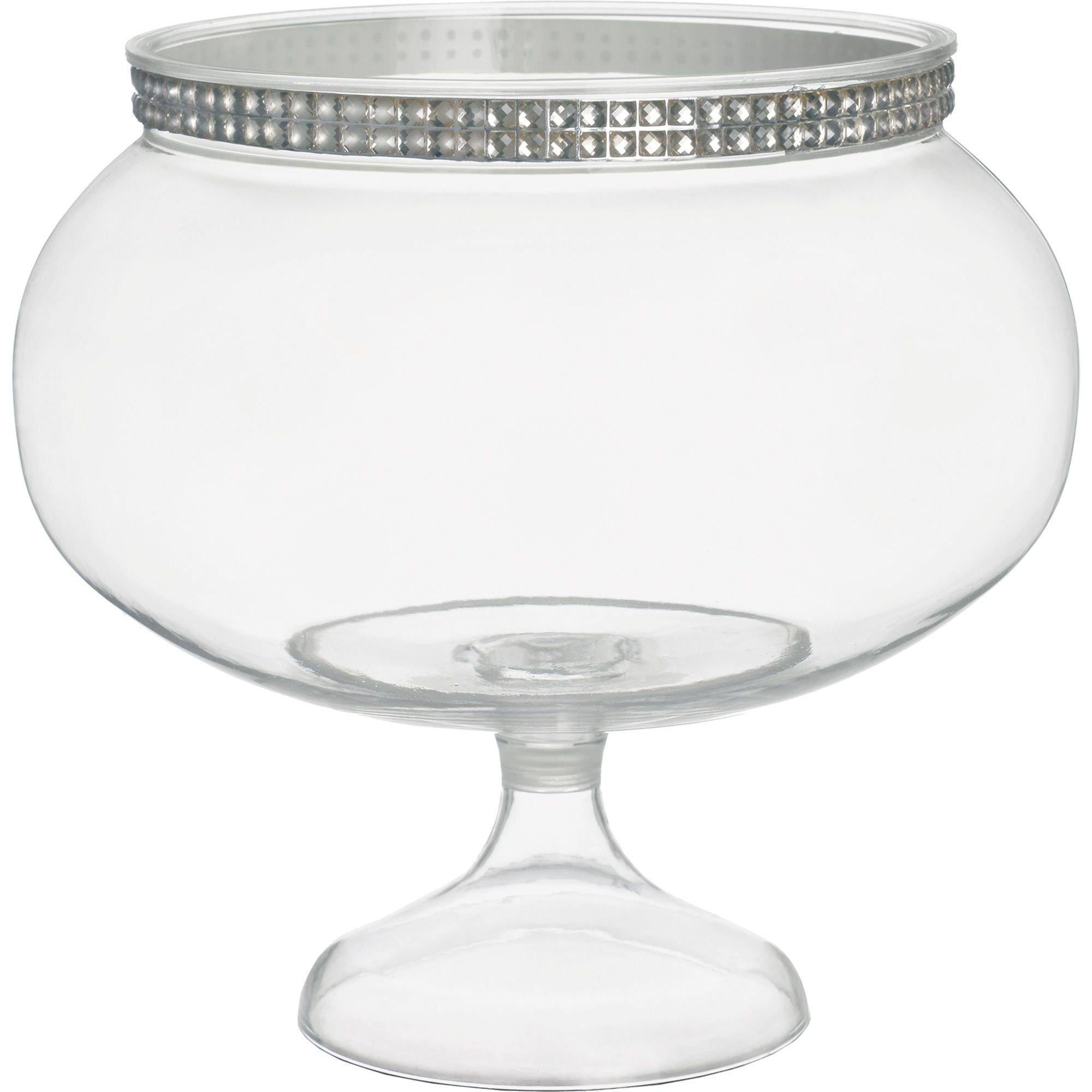Rhinestone Plastic Pedestal Bowl, 60oz, Assorted Colors