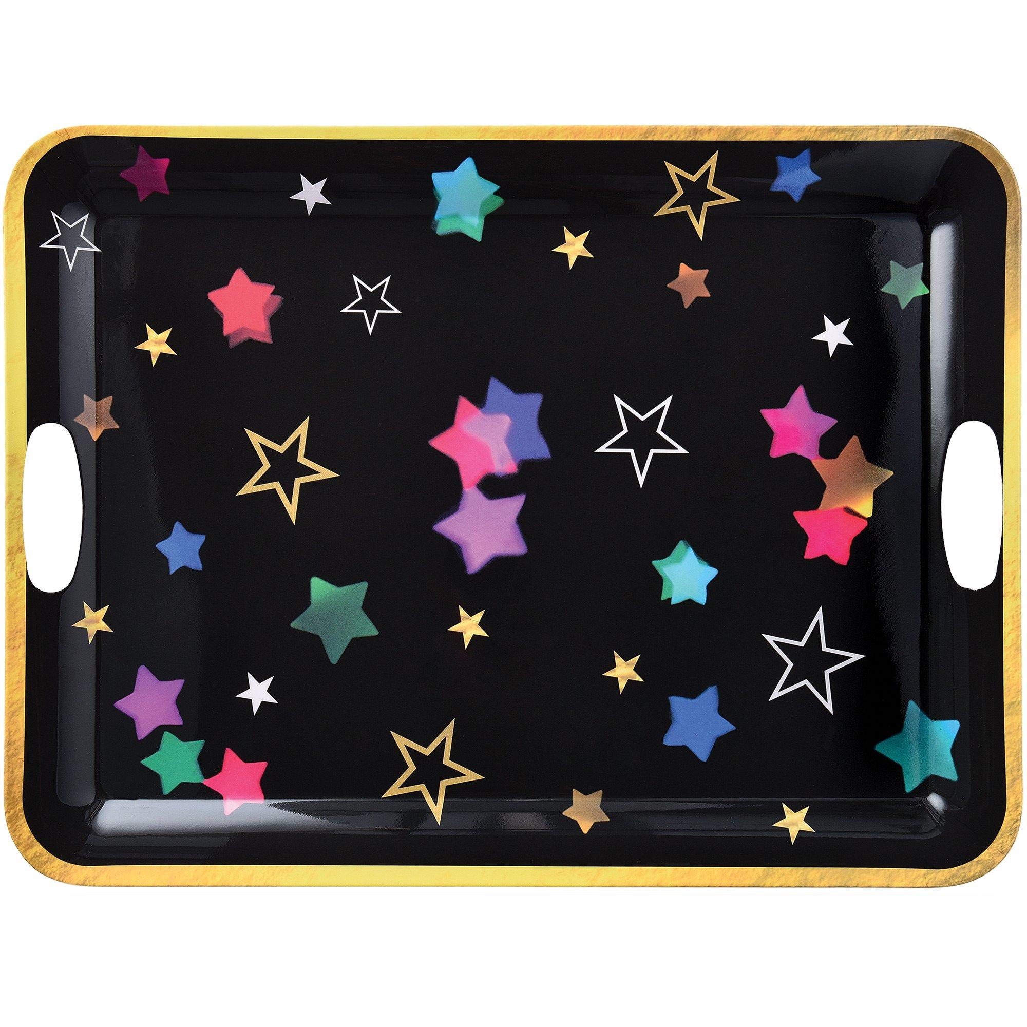 Starlight New Year’s Eve Melamine Serving Tray, 19.68in x 14.3in
