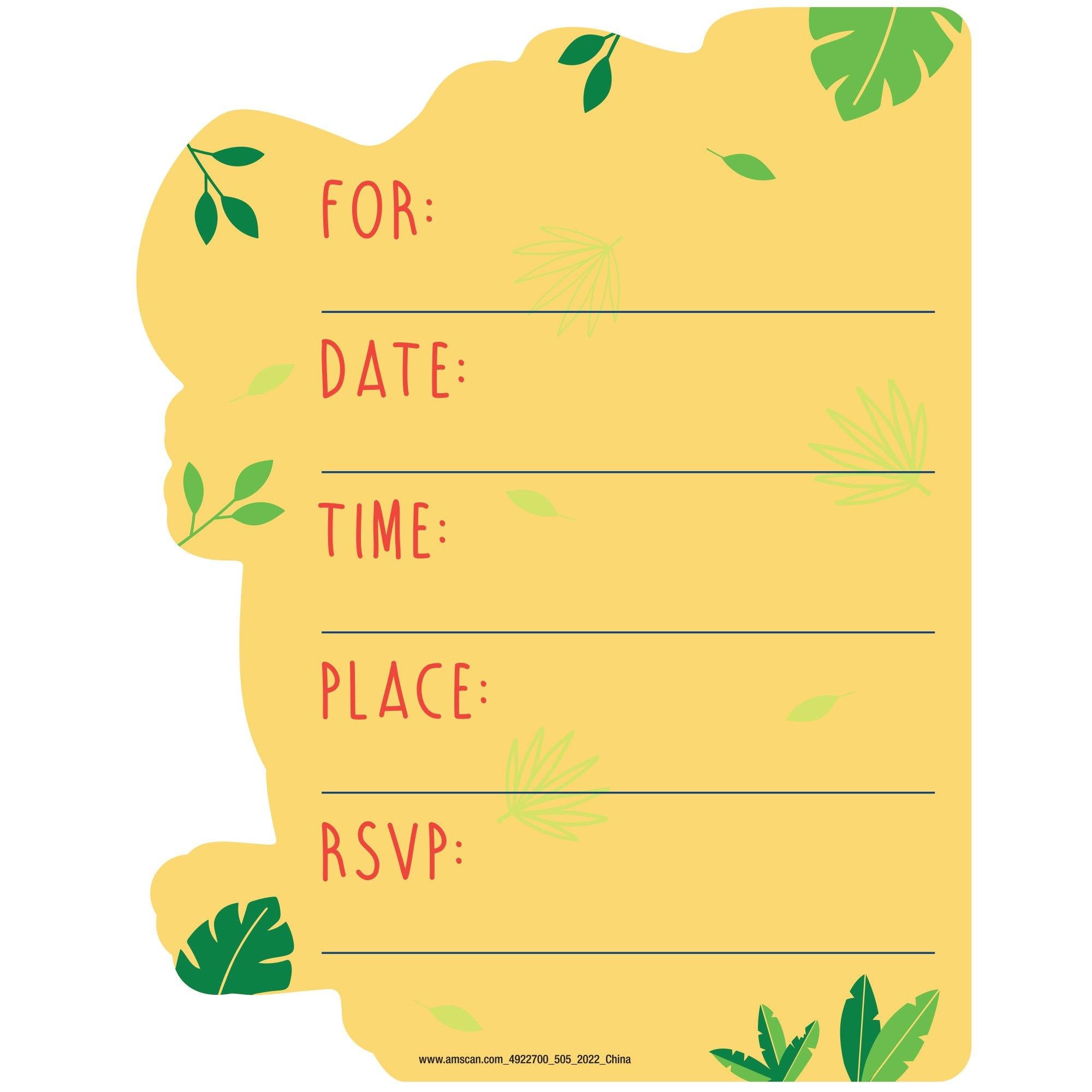 Dino-Mite Let’s Party Invitations, 8ct - Image 2