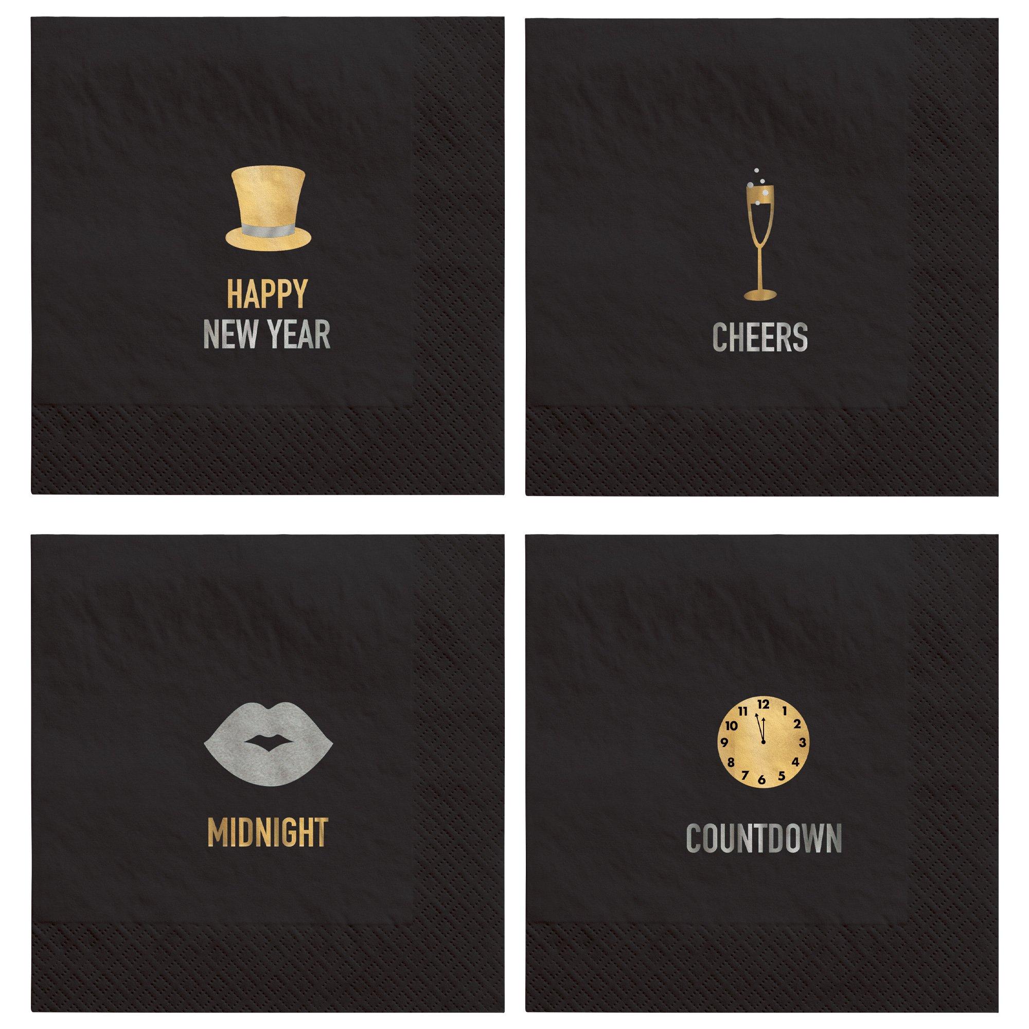 New Year's Eve Edgy Bar Paper Beverage Napkins, 5in, 50ct - Image 2