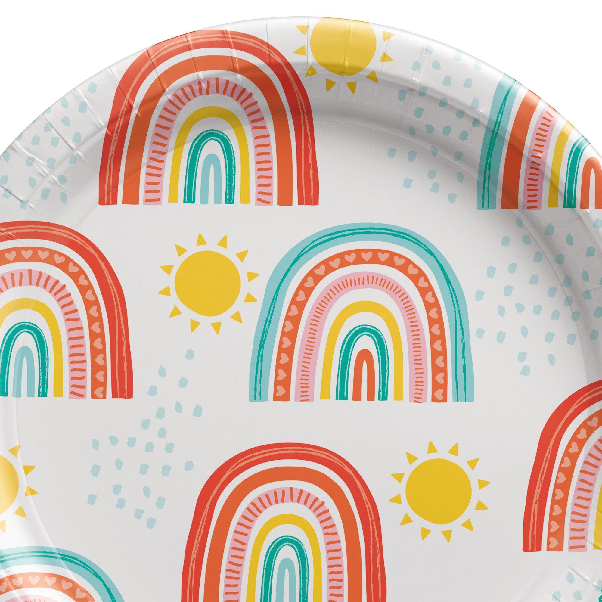 Retro Rainbow Dessert Plates, 7in, 8ct - Image 2