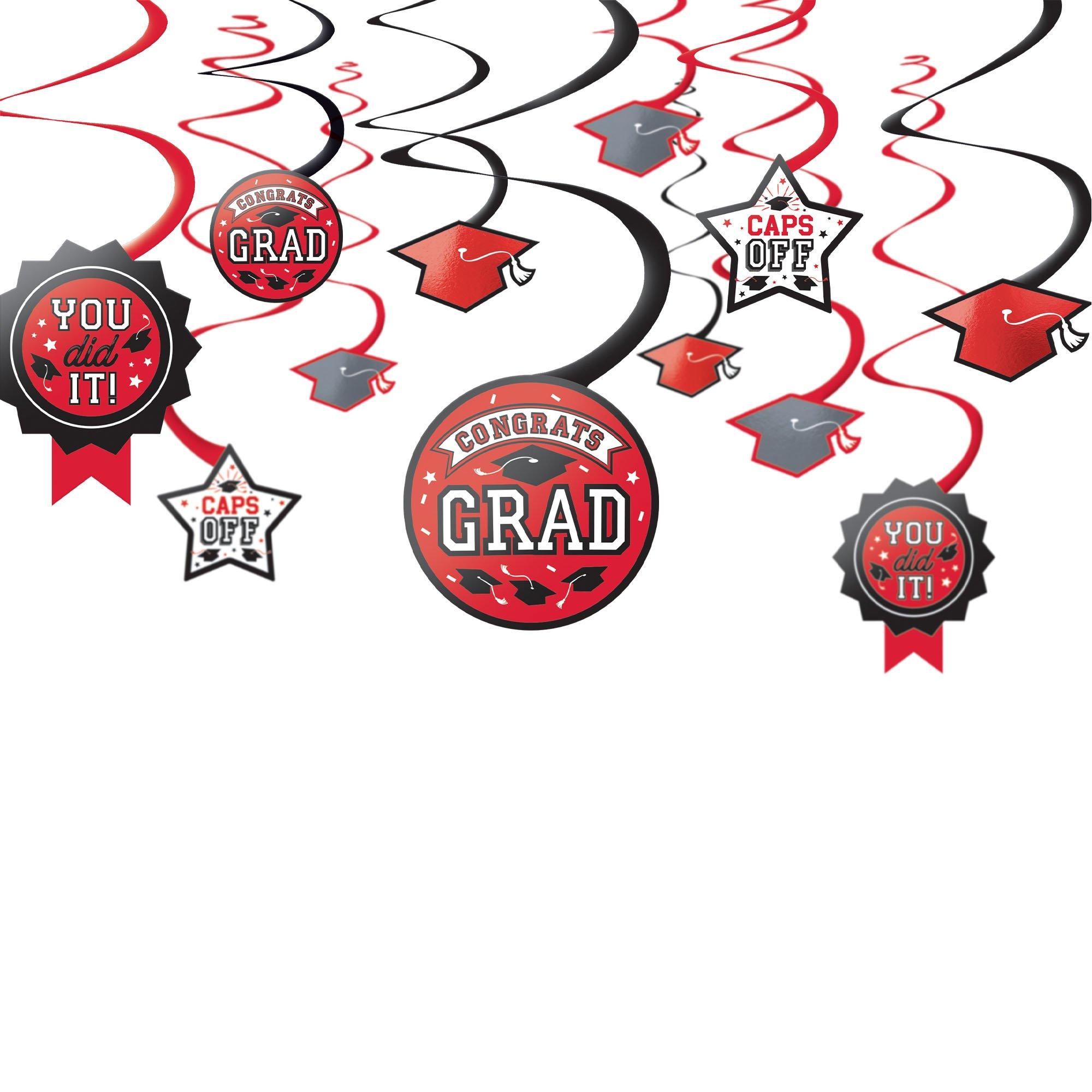Congrats Grad Swirl Decorations, 12pc, Assorted Colors - Image 2