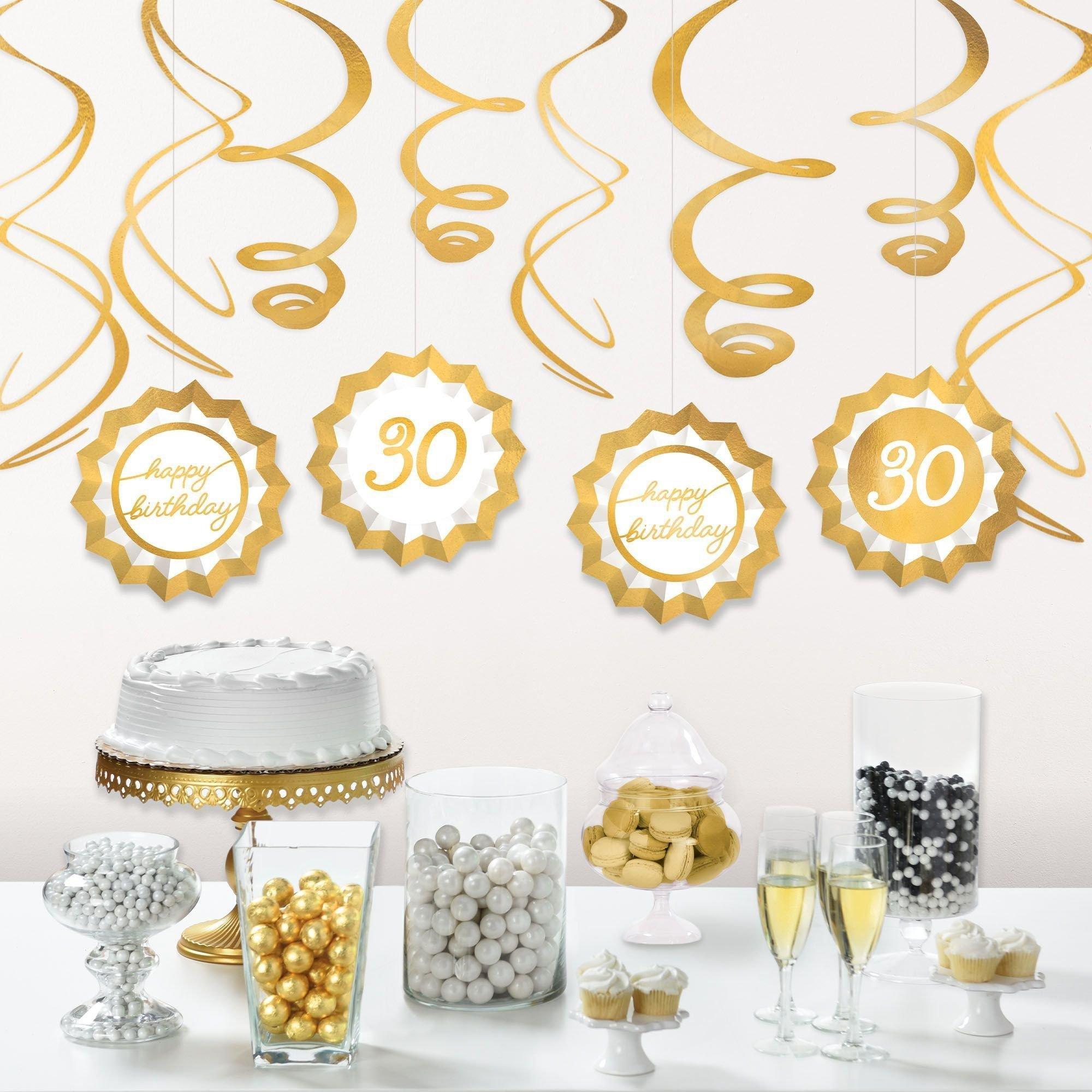 Metallic Golden Age Birthday Paper Fans & Swirl Decorations, 12pc, Ages - Image 2