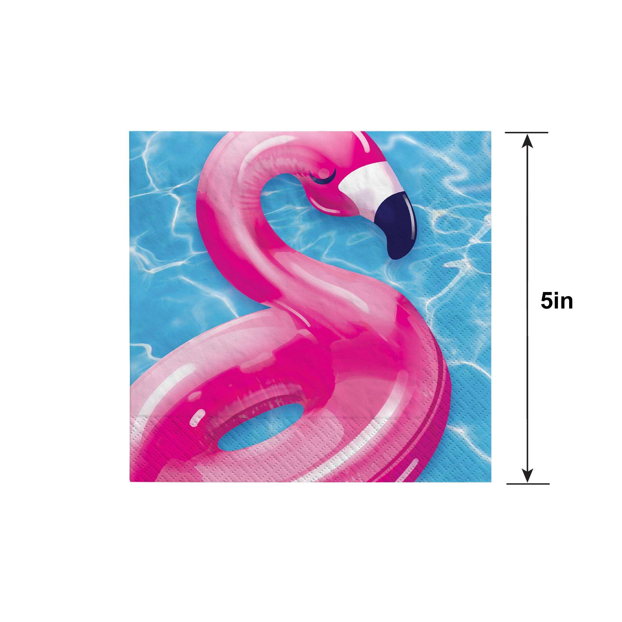 Cool Pool Party Flamingo Paper Beverage Napkins, 5in, 40ct - Image 2