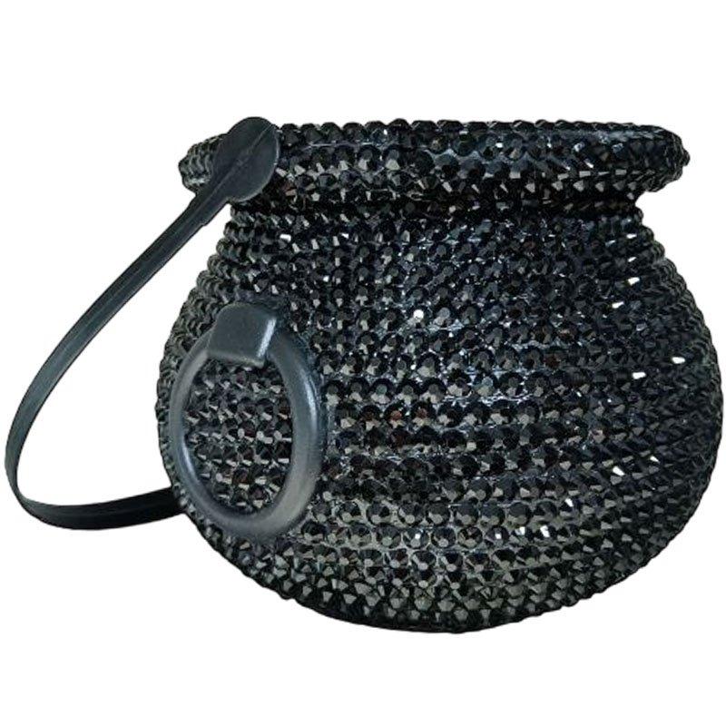 Rhinestone Black Plastic Cauldron, 4.7in x 4.7in