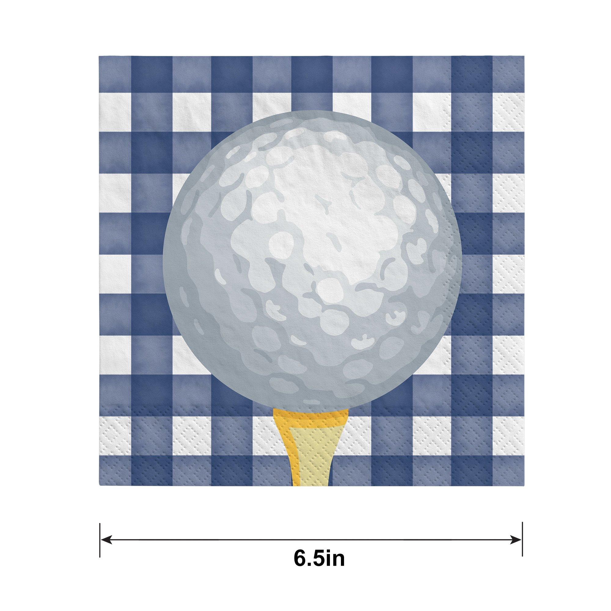 Golf Ball Gingham Paper Lunch Napkins, 6.5in, 40ct - Hole in One - Image 2