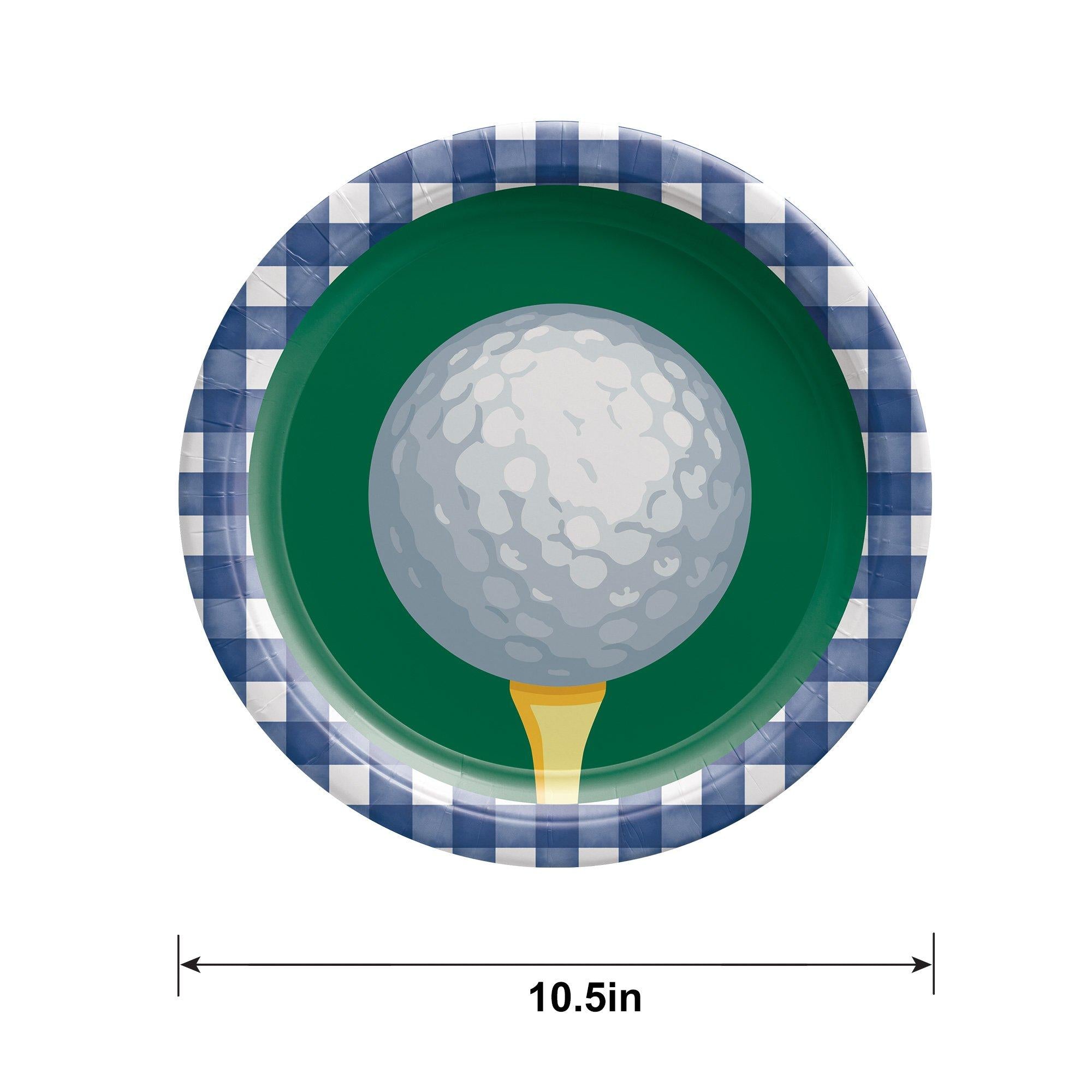 Golf Ball Gingham Paper Dinner Plates, 10.5in, 20ct - Hole in One - Image 2