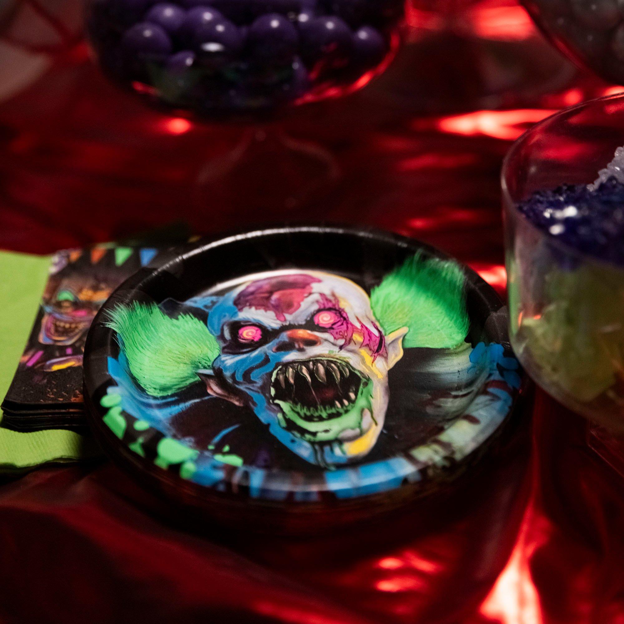 Creepy Carnival Black Light Reactive Paper Dessert Plates, 6.75in, 20ct - Image 2
