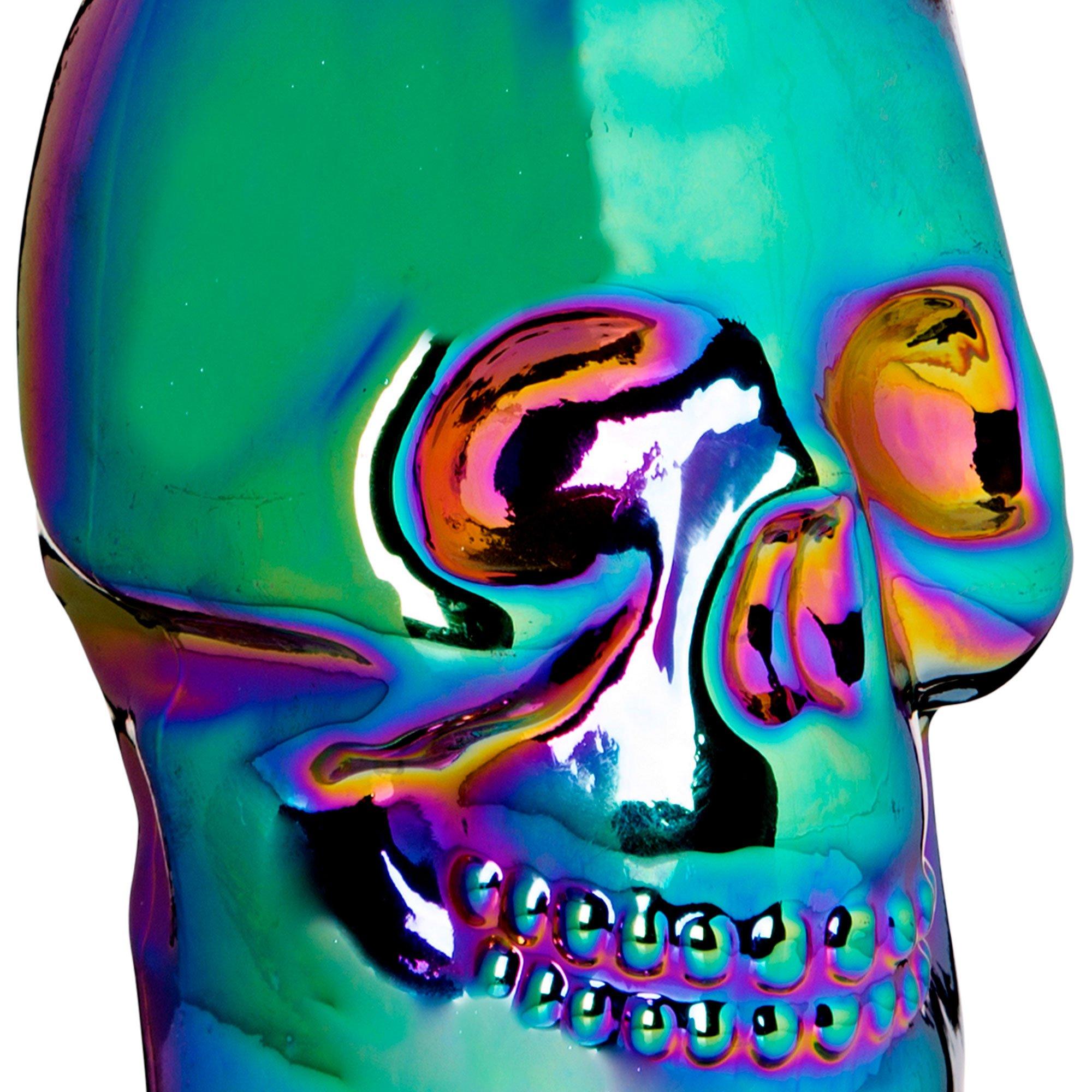 Iridescent Glass Skull Cup with Straw, 16.9oz - Image 2