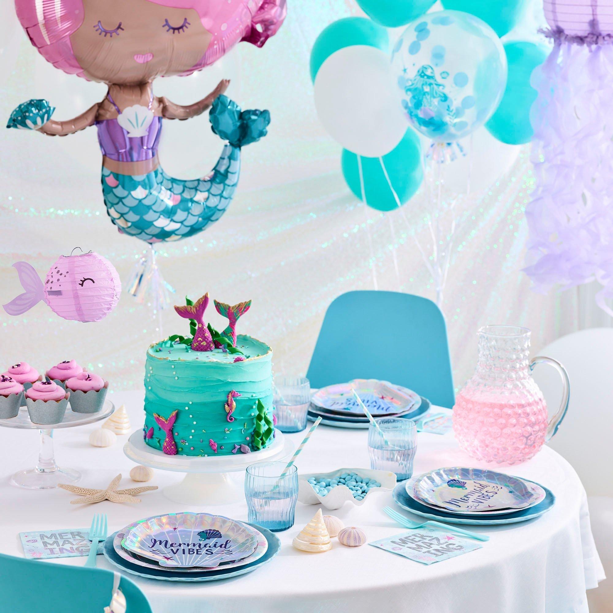 6ct, 12in, Shimmering Mermaids Confetti Latex Balloons - Image 2