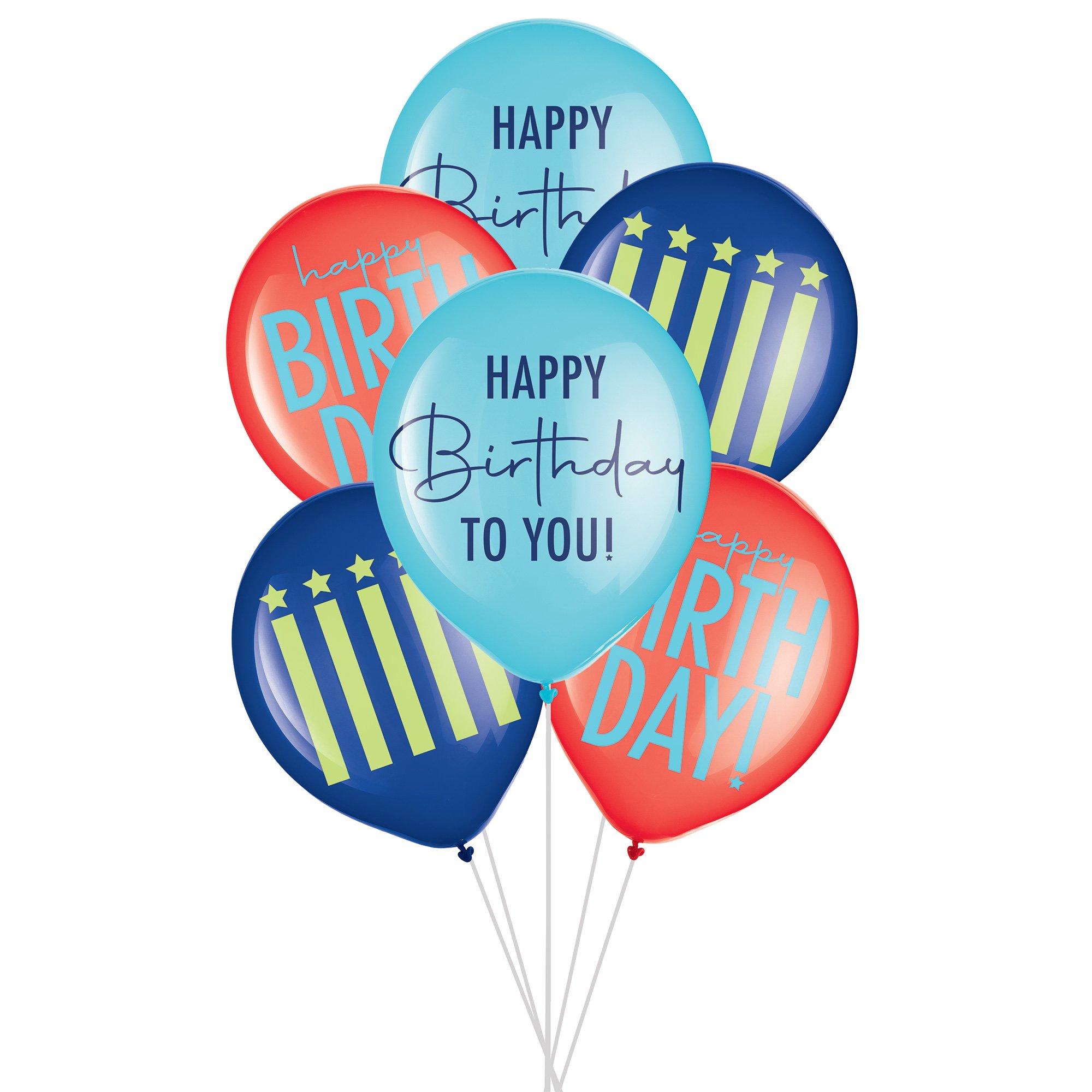 Modern Birthday Latex Balloons, 15ct