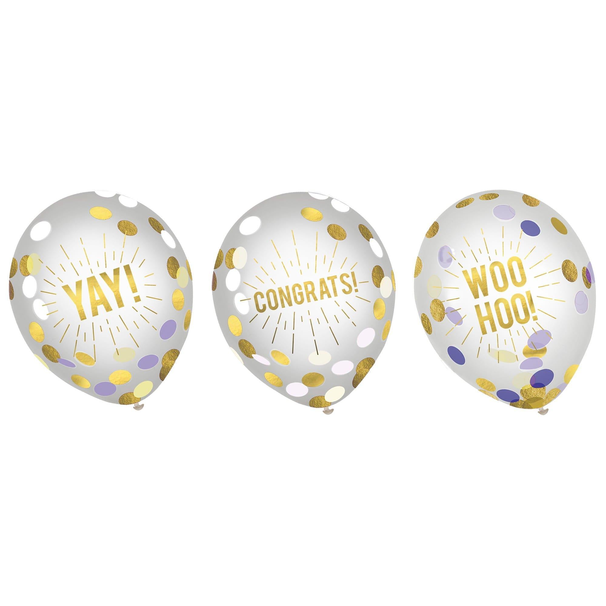 Congratulations Gold Confetti Latex Balloons, 12in, 6ct - Image 2