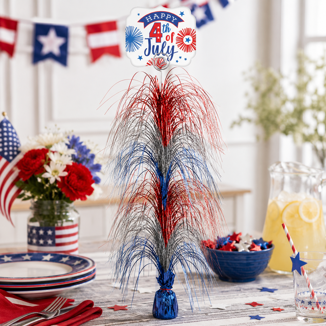 4th of July Table Centerpiece – Giant Foil Spray Decoration, 28in