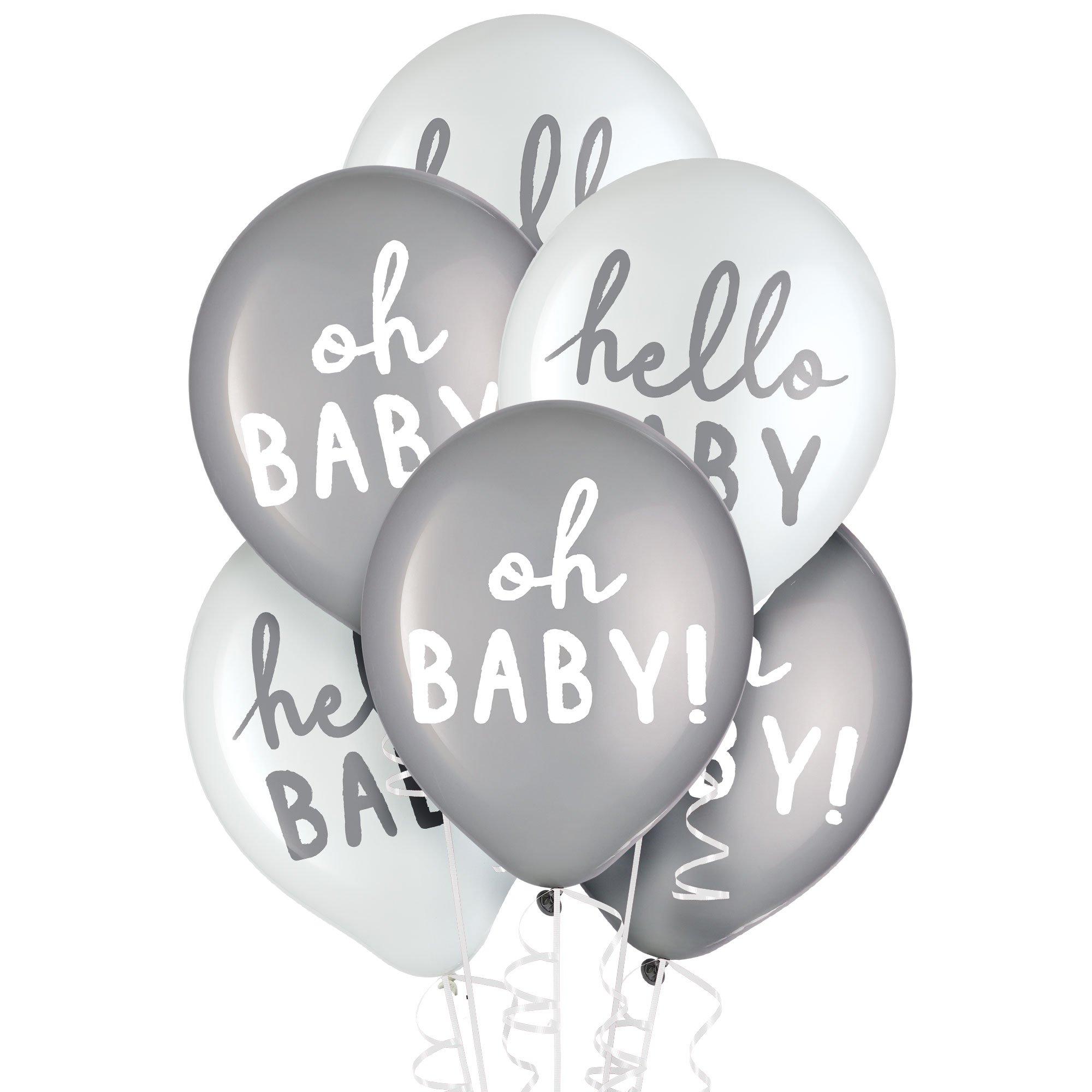 15ct, 12in, Silver & White Soft Jungle Baby Shower Latex Balloons - Image 2