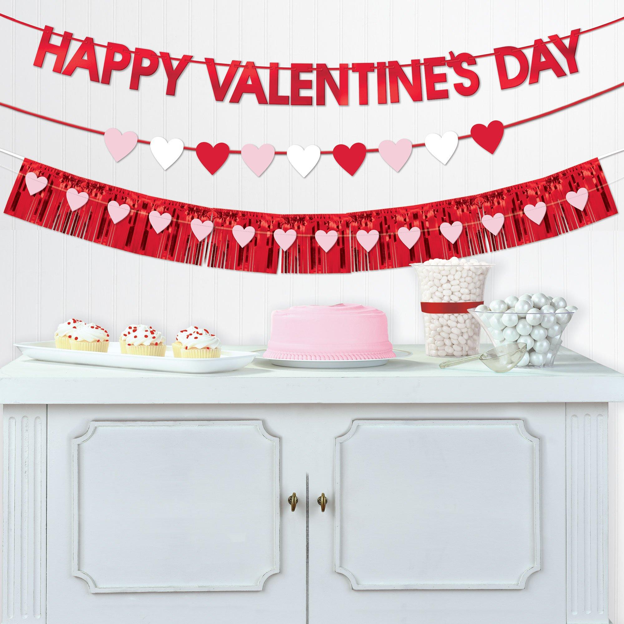 Pink, Red & White Heart Happy Valentine's Day Cardstock & Foil Banner Set, 6ft, 4pc - Image 2