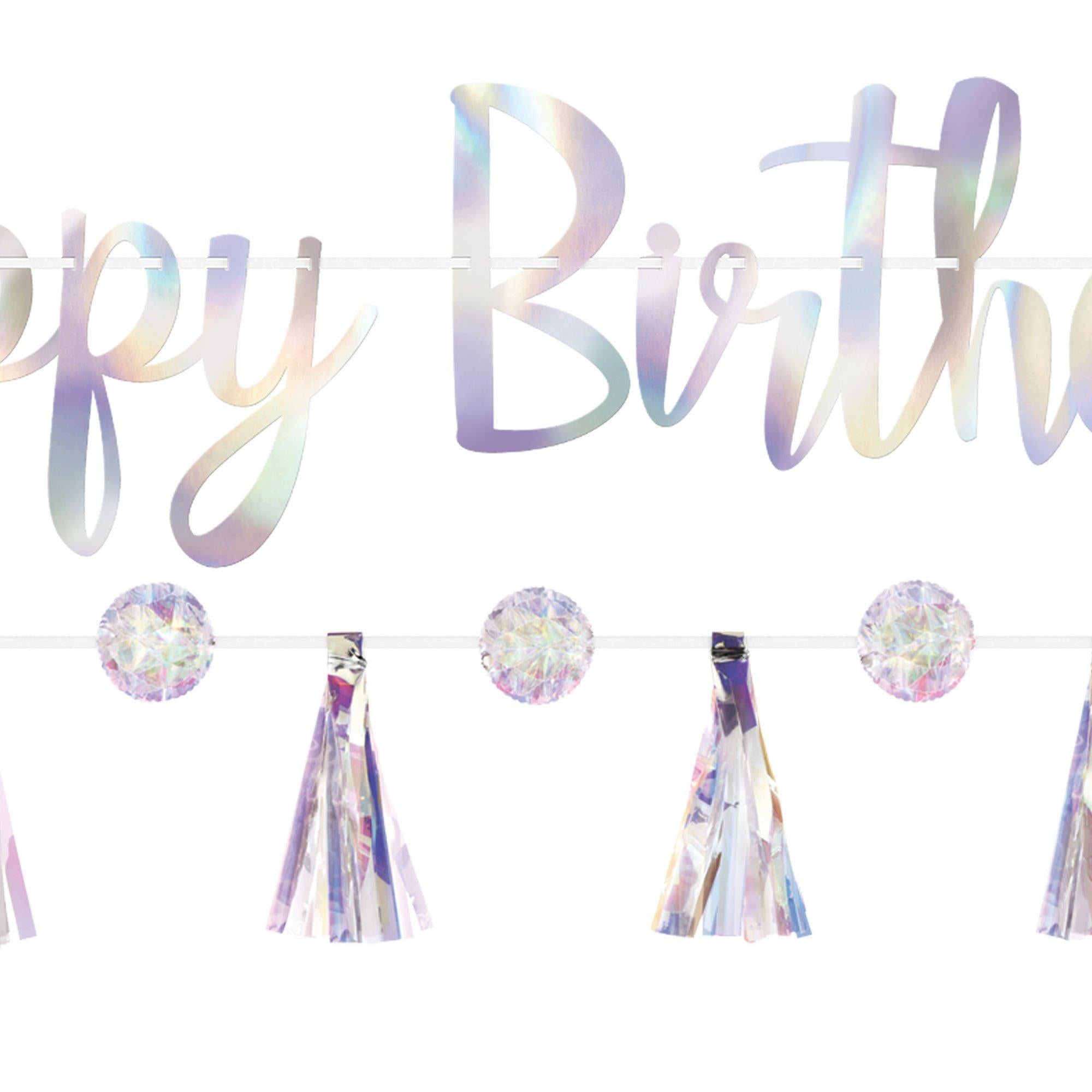 Iridescent Luminous Happy Birthday Banner Set, 2ct - Image 2