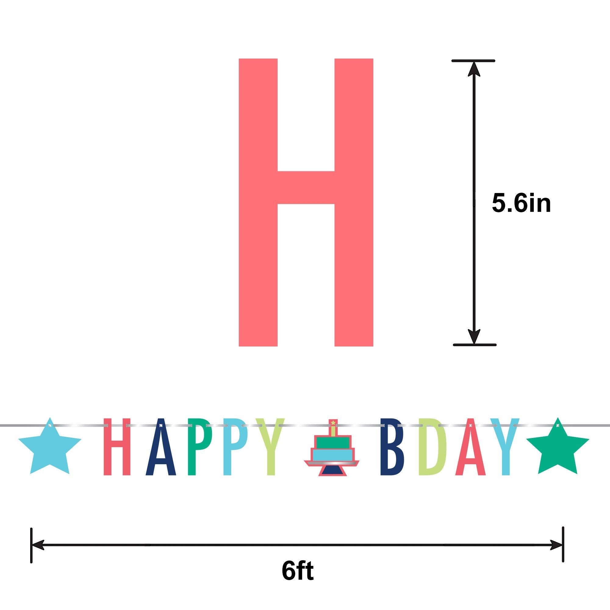 Happy Birthday Cardstock Letter Banner, 12ft - Modern Birthday - Image 2