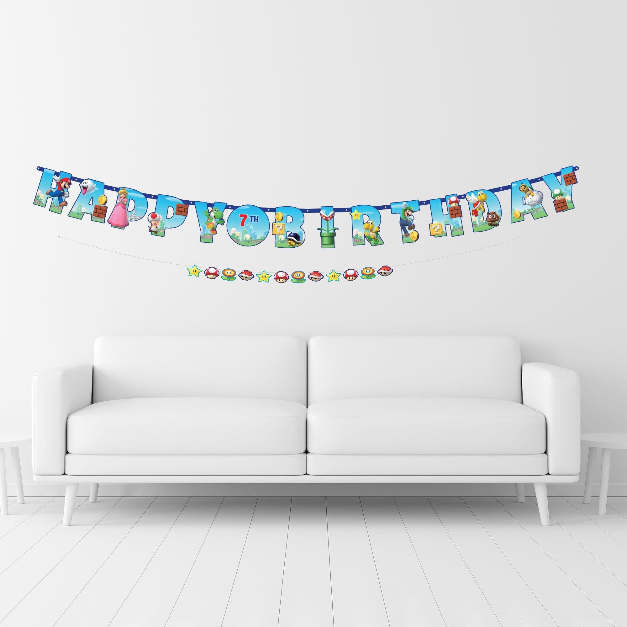 Customizable Super Mario Birthday Letter Banner Set, 2pc - Image 2