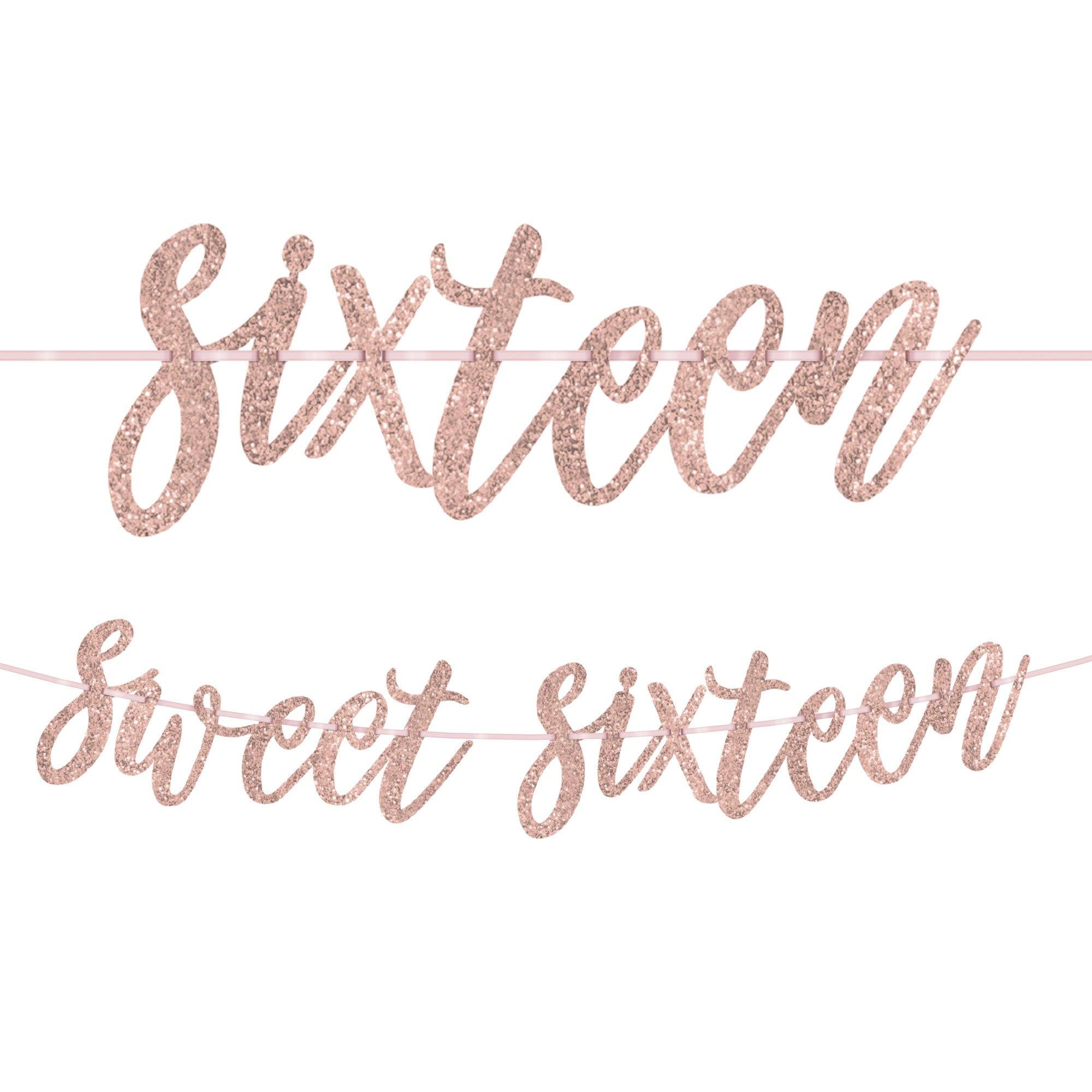 Glitter Gold Sweet 16 Birthday Banner