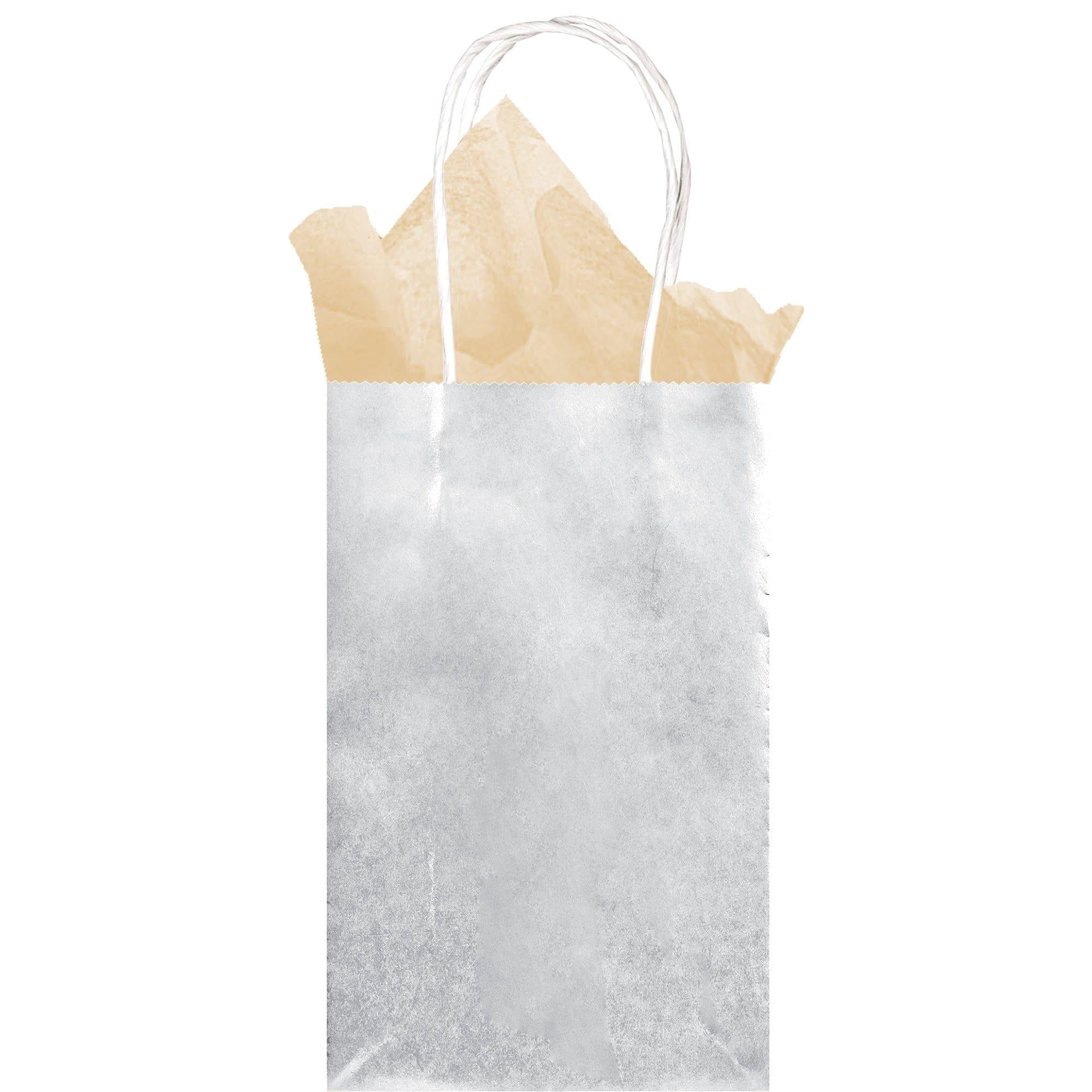 Small Silver Paper Gift Bag, 5.25in x 8.25in - Image 2