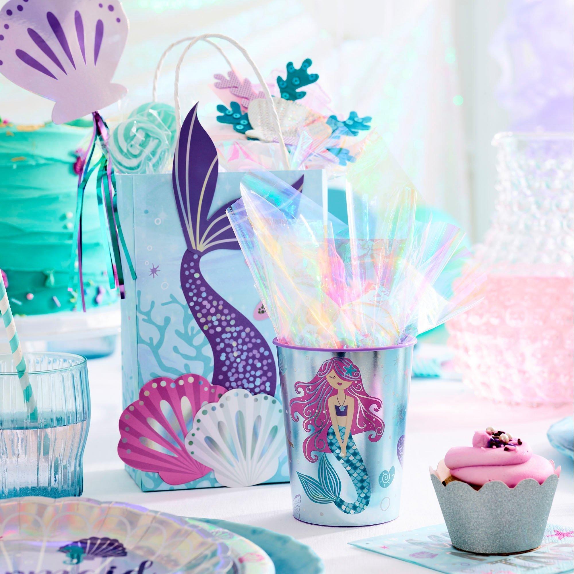 Iridescent Shimmering Mermaids Create Your Own Kraft Favor Bag Kit, 5.25in x 8.4in, 8ct - Image 2