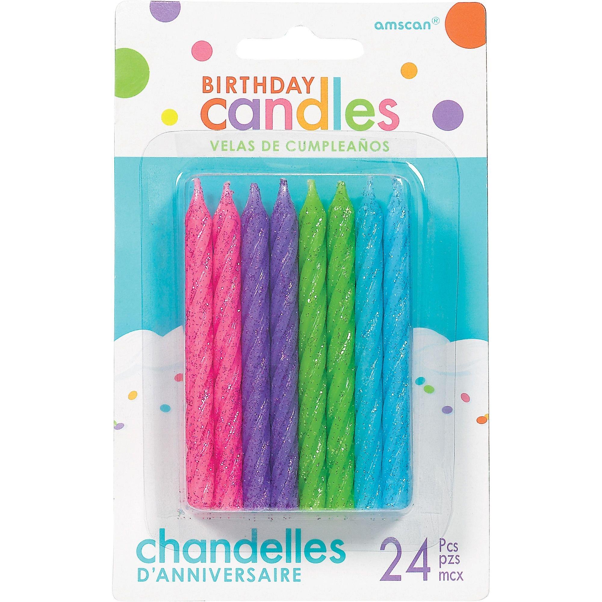 Glitter Spiral Birthday Candles, 24ct, Assorted Colors - Image 2