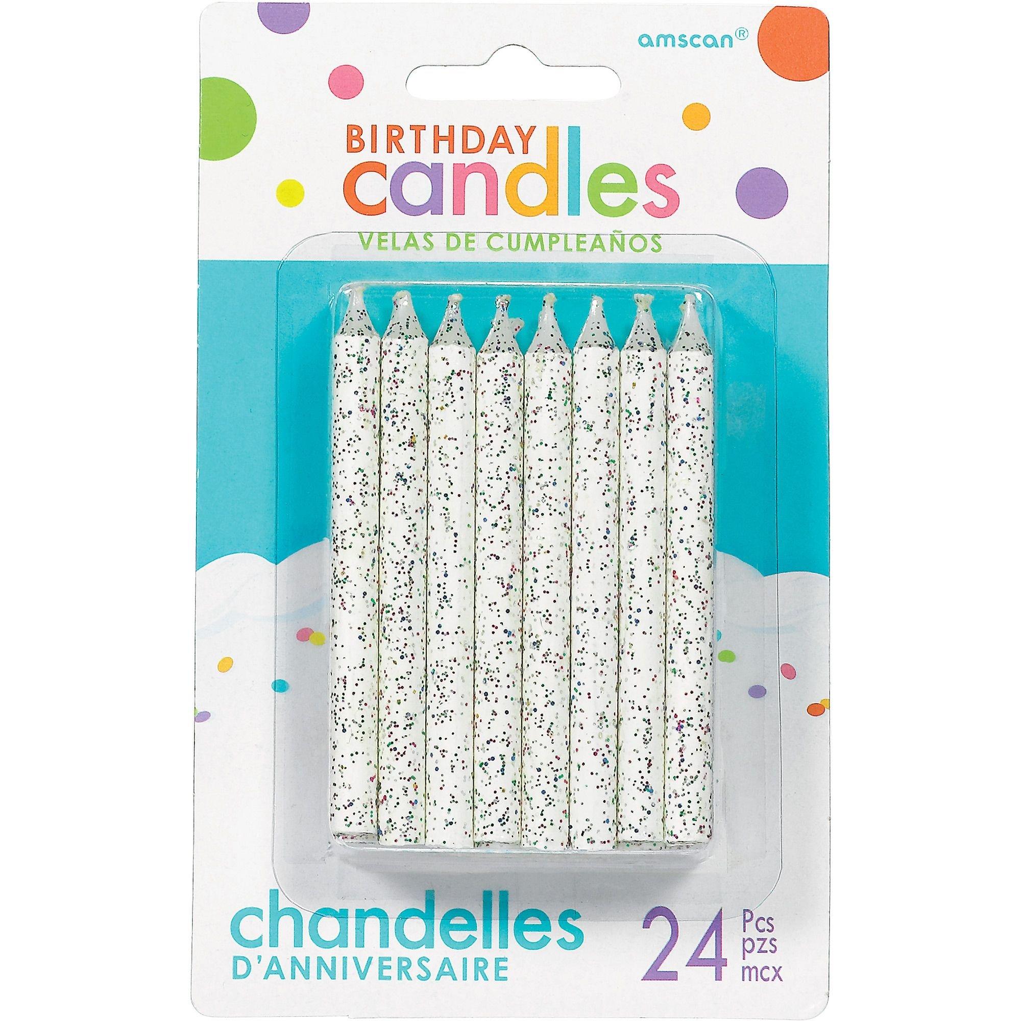 Glitter Birthday Candles, 24ct, Assorted Colors
